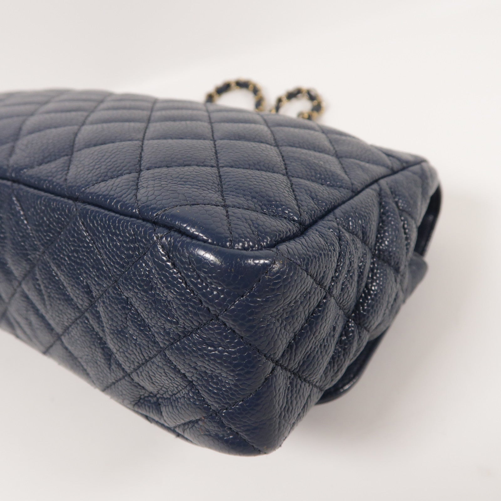 CHANEL CC Chain Shoulder Bag Calfskin Leather Blue