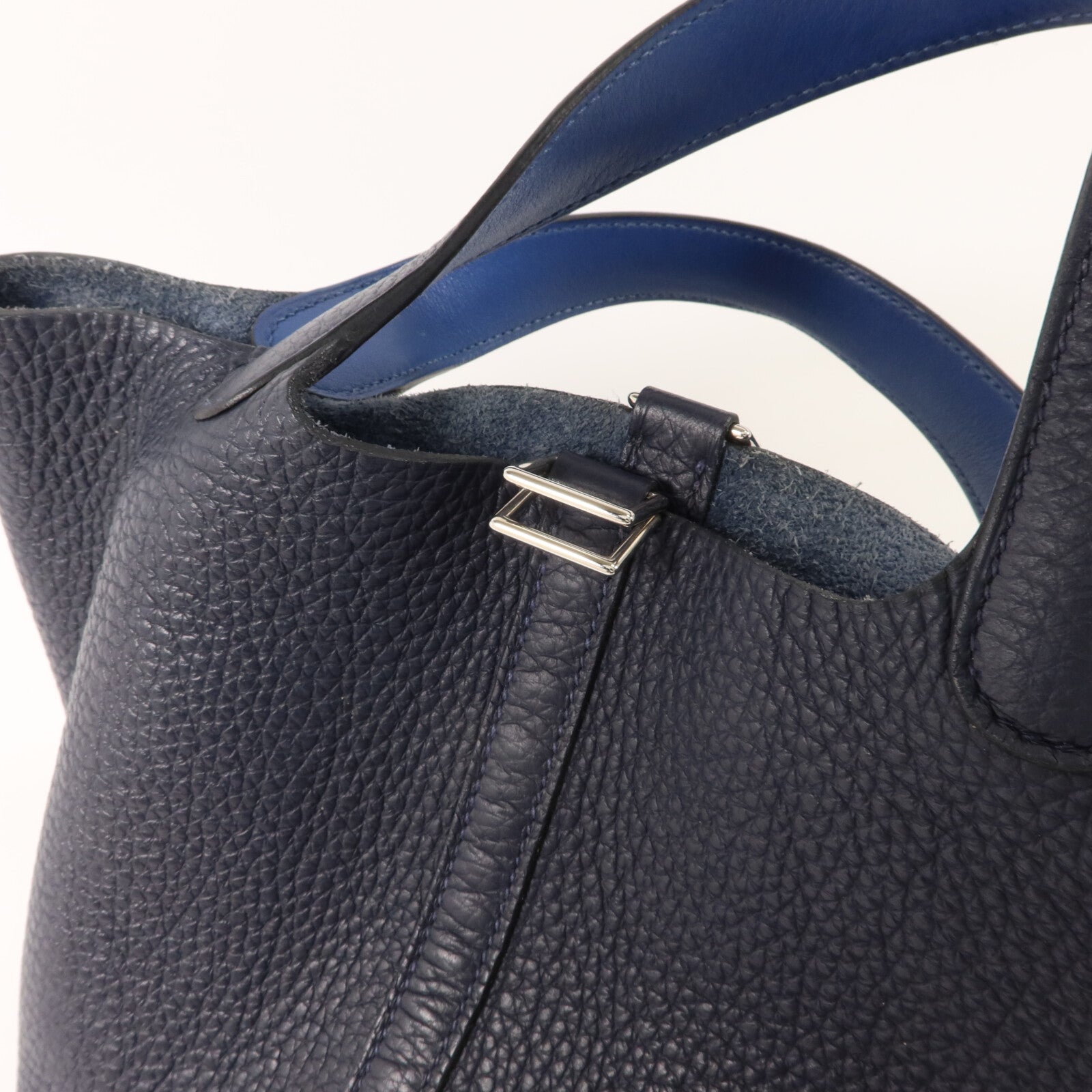 HERMES Clemence皮革Picotin PM手挽袋Bleu Nuit/Bleu Franc