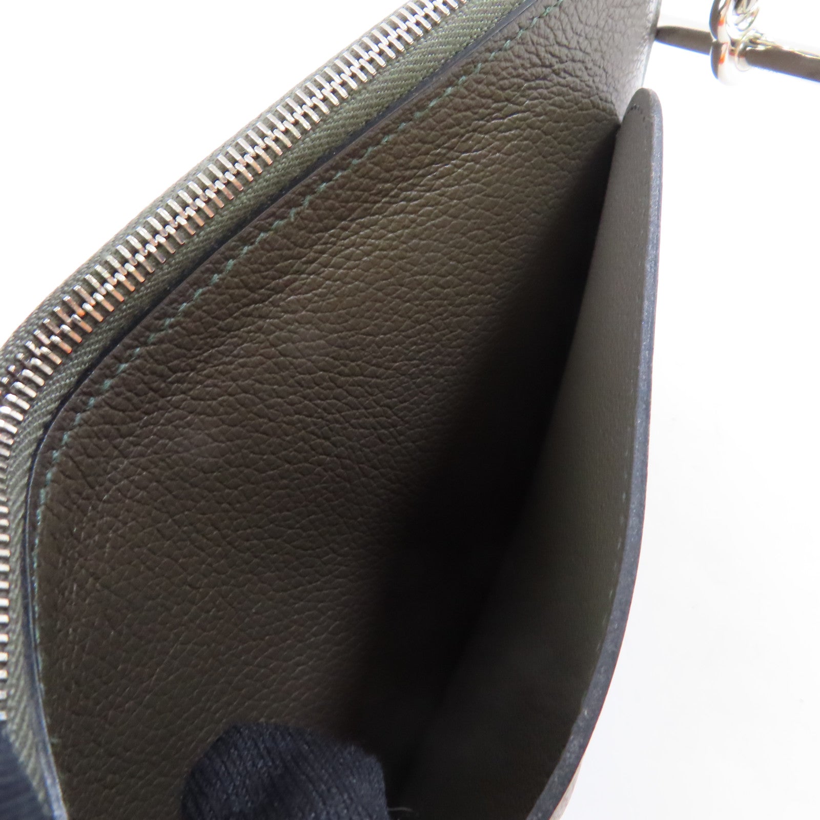 HERMES 【激減優惠】Evercolor皮革Phone Case銀扣手機包碳灰色