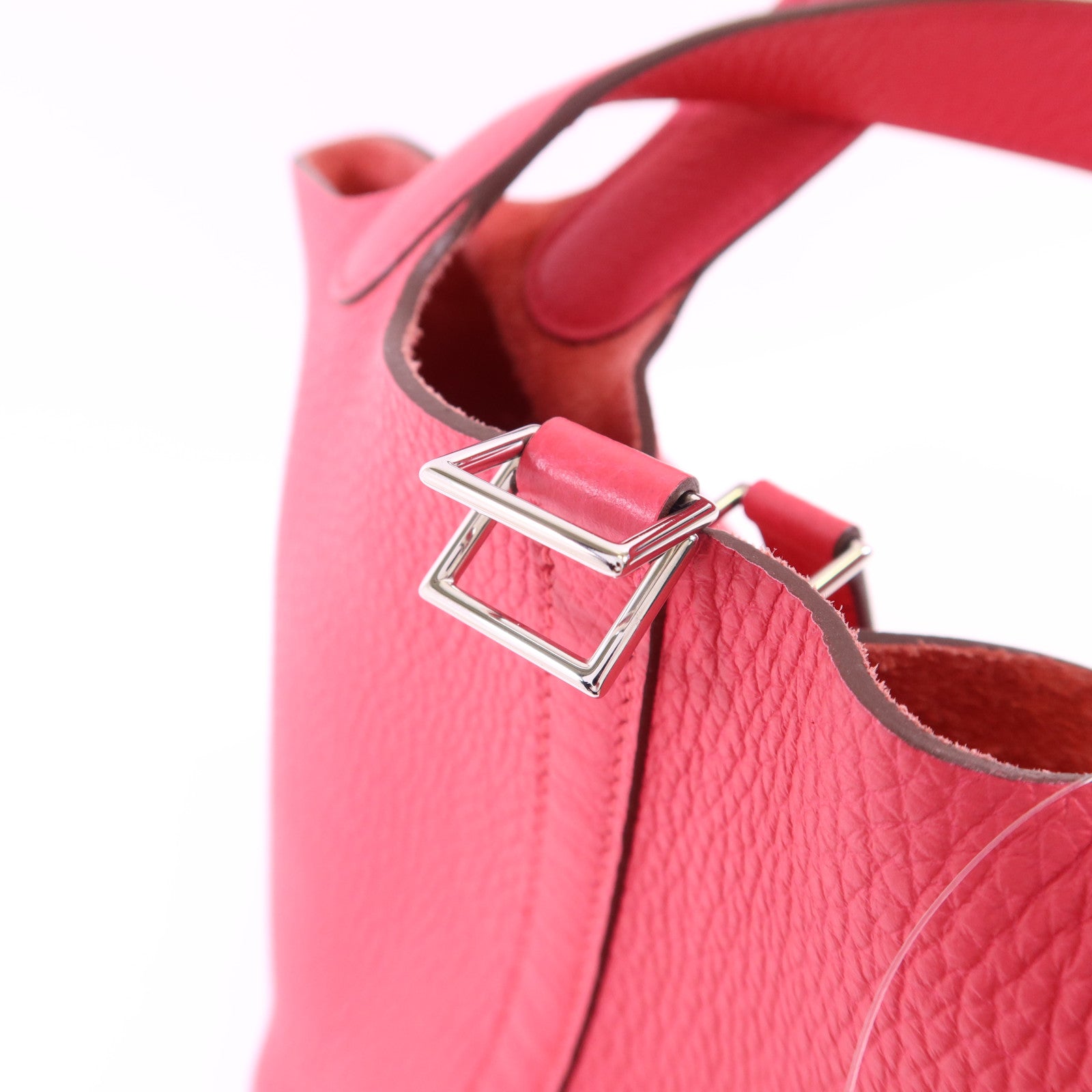 HERMES Clemence皮革Picotin PM銀扣手挽袋Rose Extreme