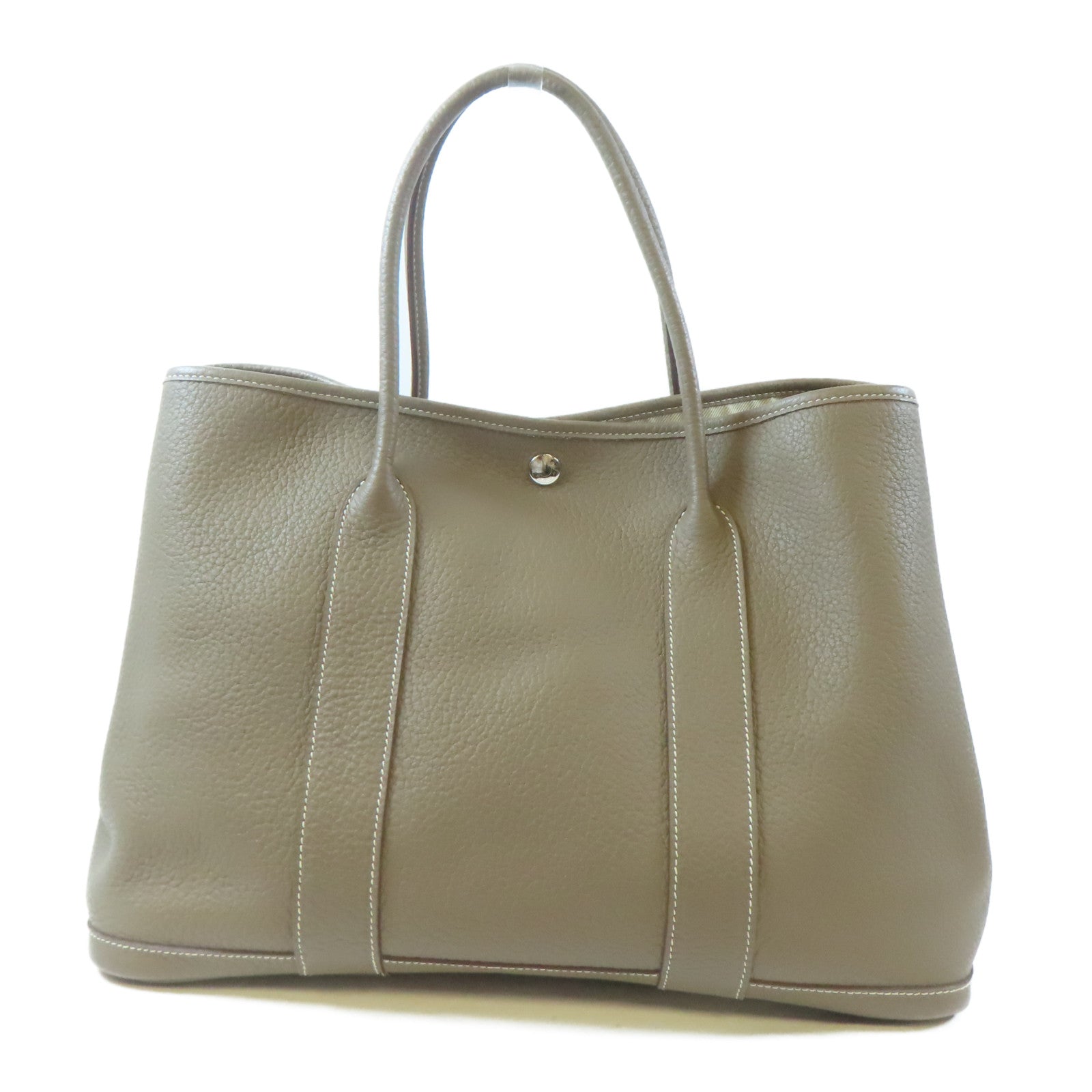 HERMES Country皮革Garden Party PM銀扣手挽袋Etoupe/大象灰色