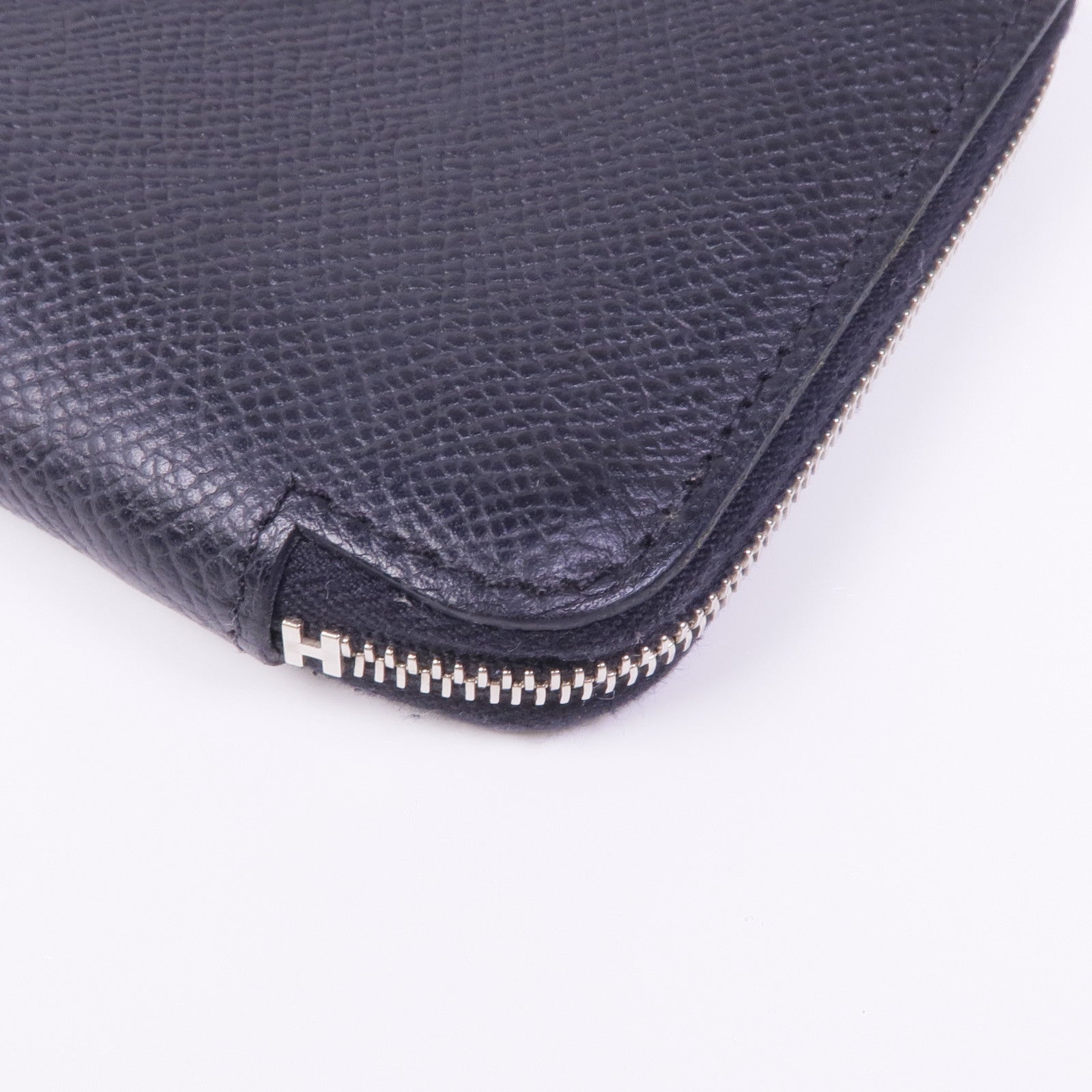 HERMES Epsom皮革Silk'In Compact Wallet銀扣錢包Noir