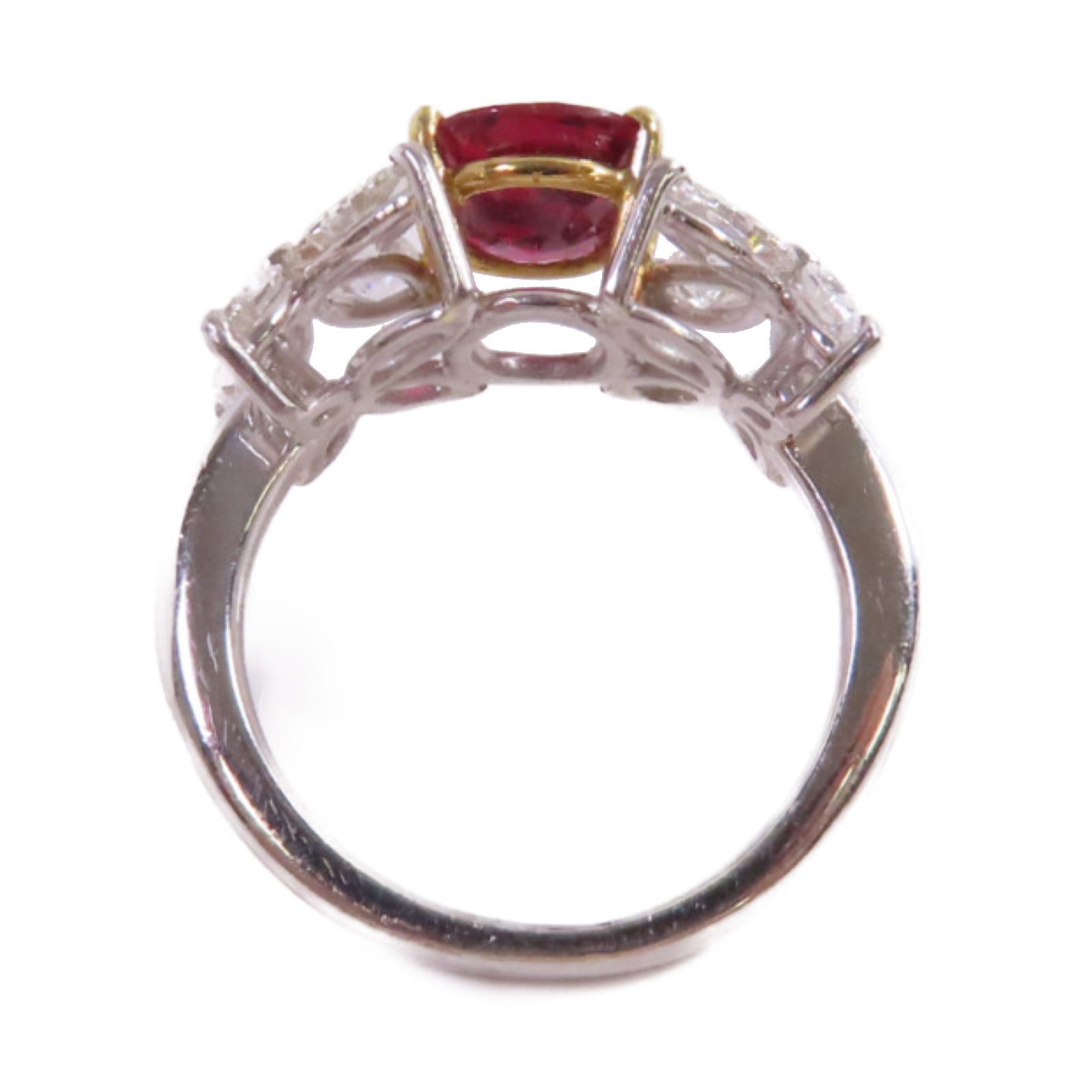 JEWELRY 18K黃金/PT900鉑金/1.43ct紅寶石/0.87ct鑚石Ruby Diamond Ring戒指US#4