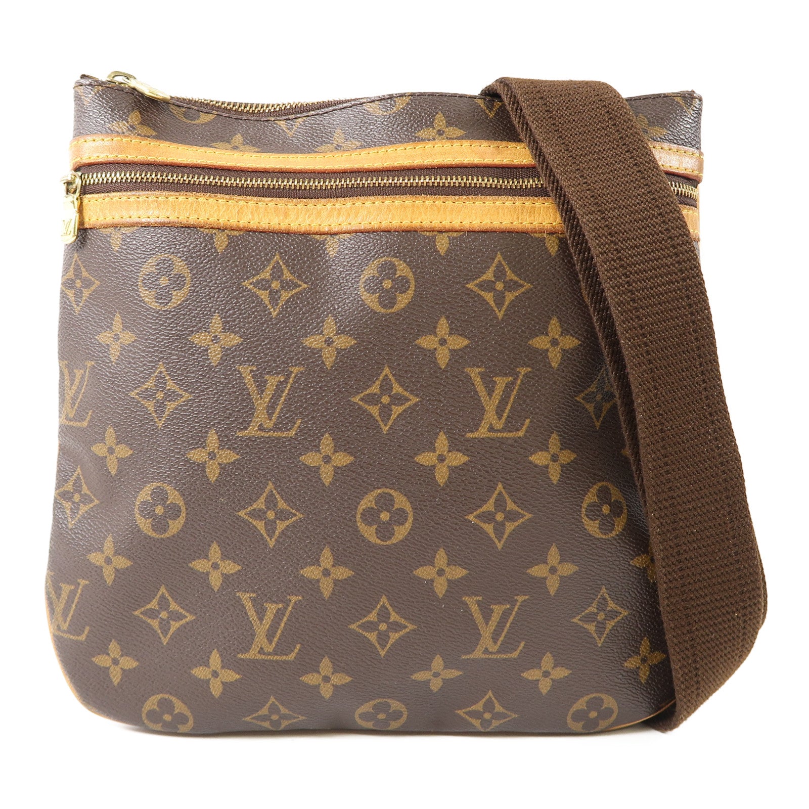 LOUIS VUITTON 【激減優惠】Monogram Pochette Bosphore金扣肩背袋啡色