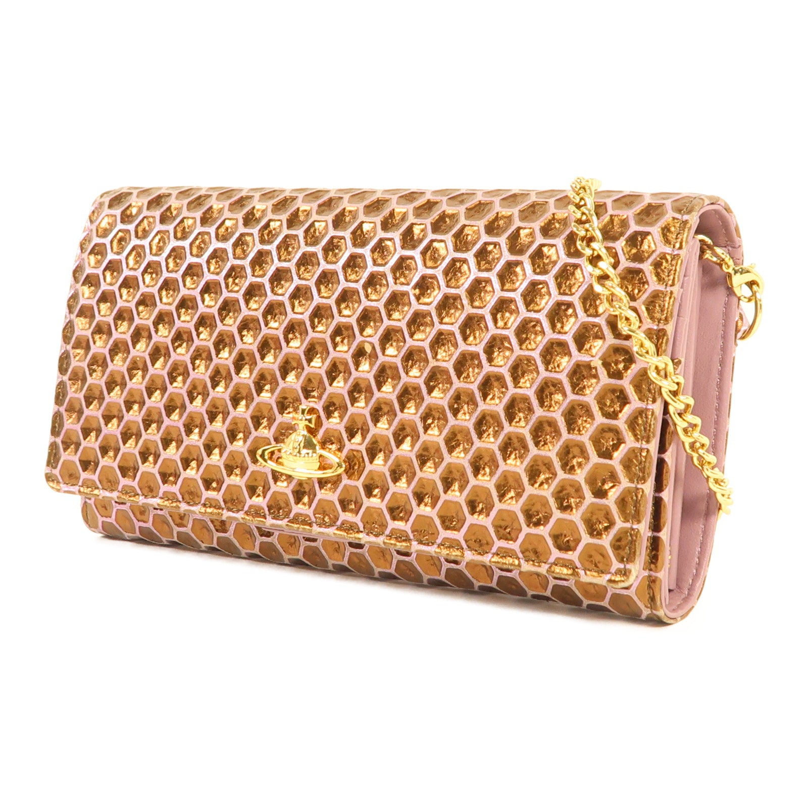 Vivienne Westwood 皮革Chain Shoulder金扣鏈帶肩背袋