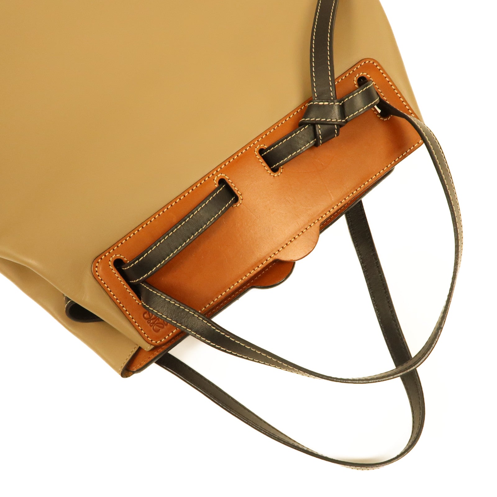 LOEWE 牛皮皮革Lazo Tote Bag手挽袋米色