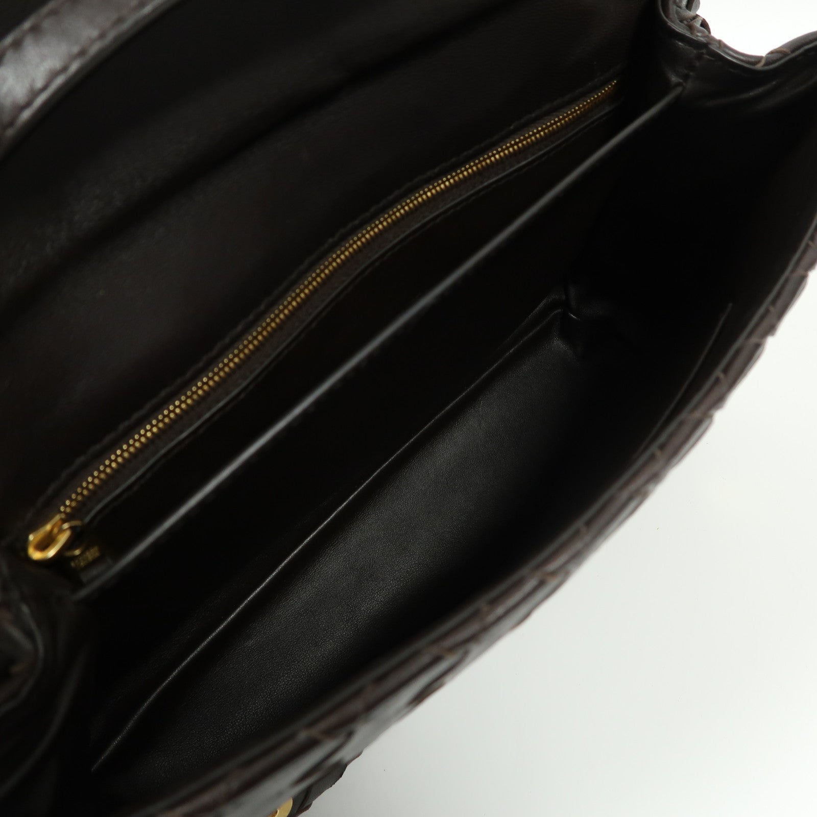 BOTTEGA VENETA 織紋皮革Shoulder Bag金扣肩背袋啡色