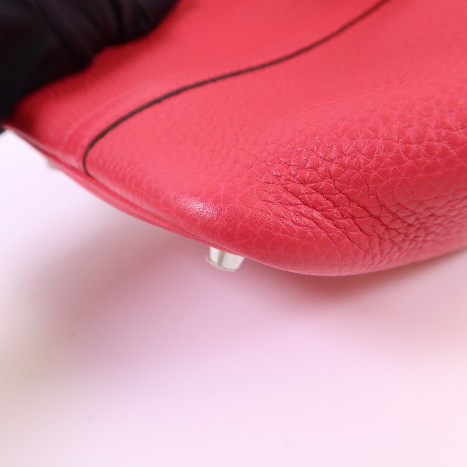 HERMES Clemence皮革Picotin PM銀扣手挽袋Rose Extreme