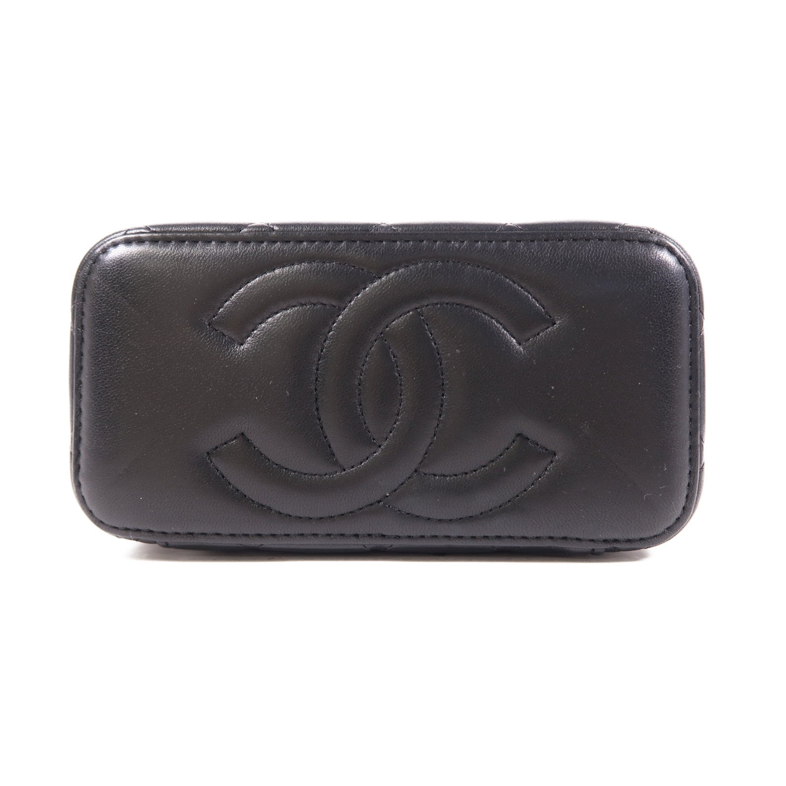 CHANEL 【激減優惠】菱格羊皮皮革Vanity Case金扣鏈帶肩背袋黑色