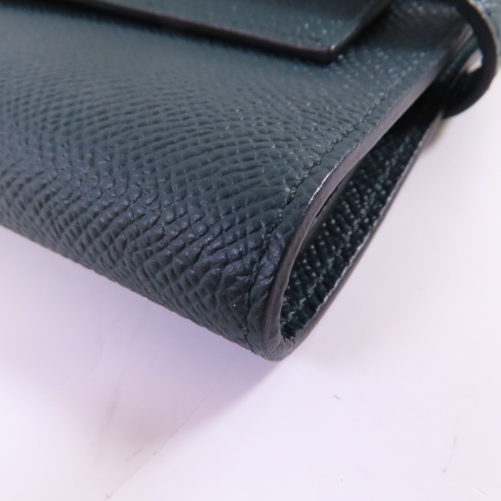 HERMES Epsom皮革Kelly Depliant Wallet金扣長錢包Vertjade(06)