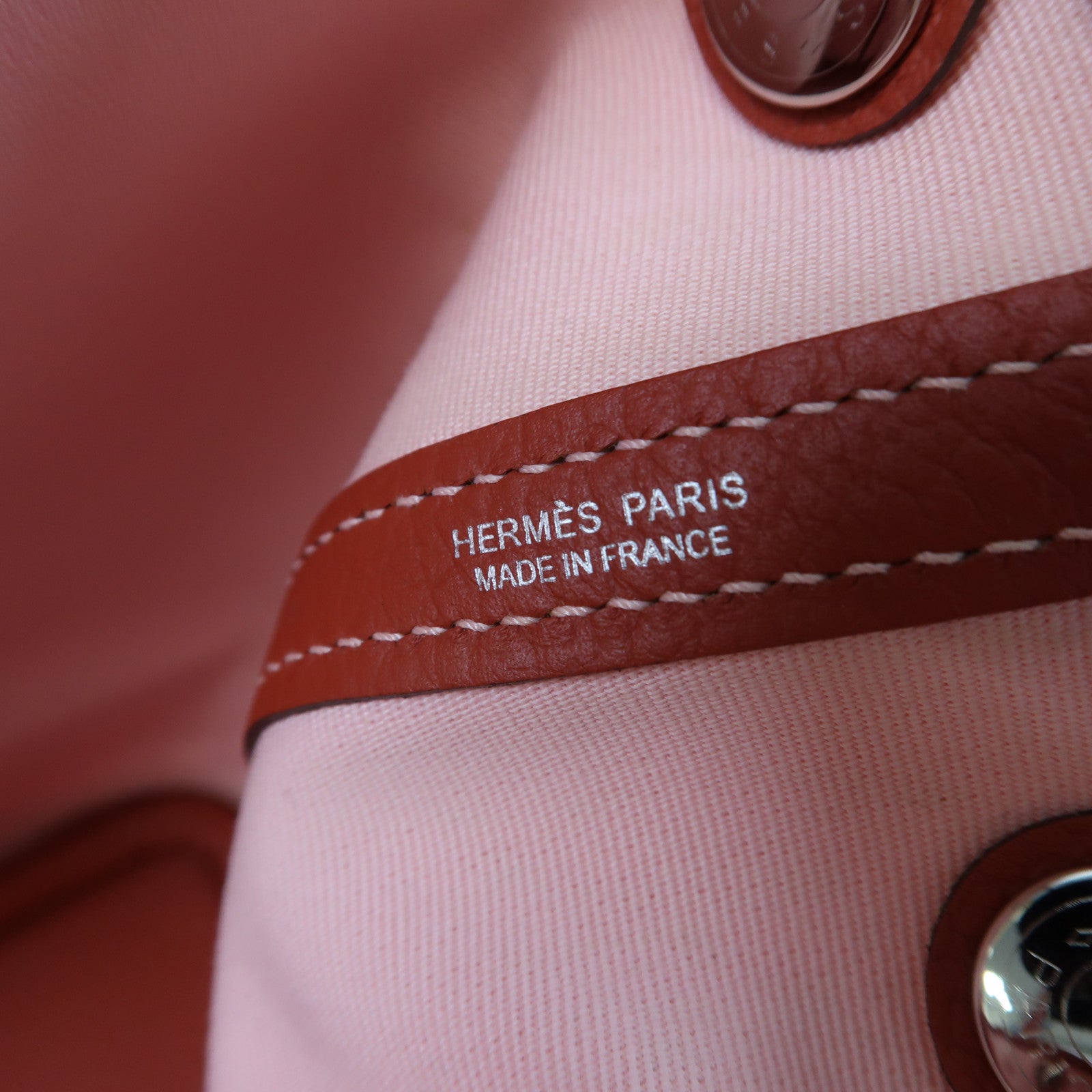 HERMES 【激減優惠】帆布Garden Party TPM銀扣手挽袋粉紅色/紅色
