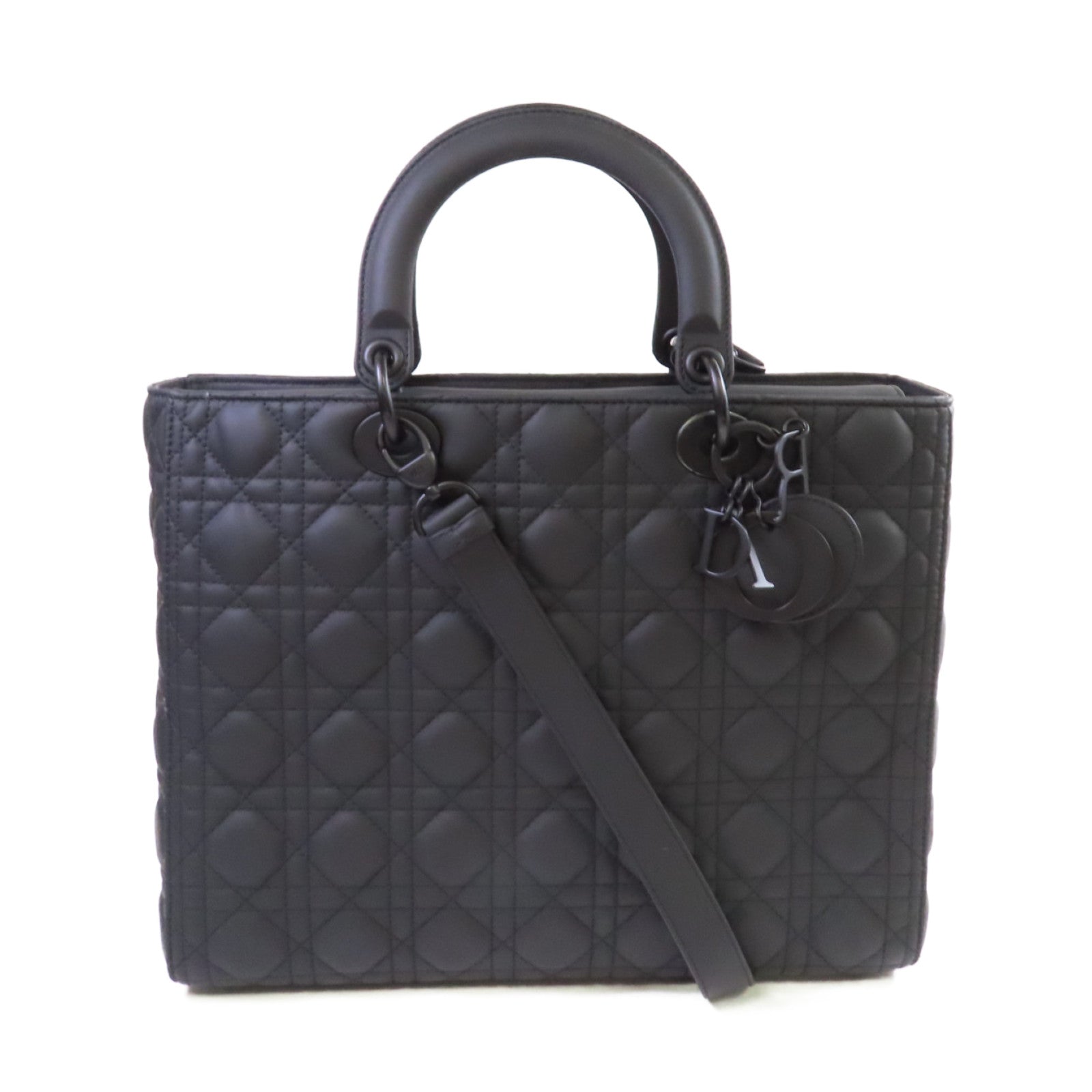 Dior 牛皮皮革Lady Dior 2Way Shoulder Bag手挽肩背兩用袋黑色
