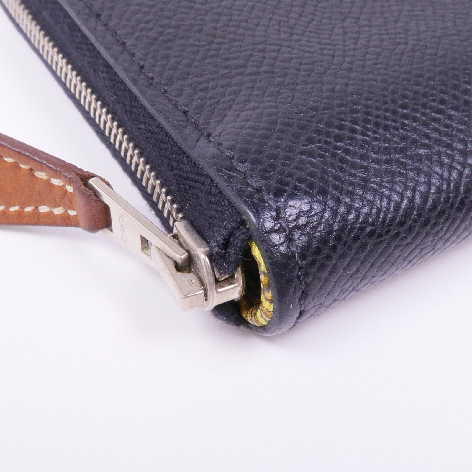 HERMES Epsom皮革Silk'In Compact Wallet銀扣錢包Noir