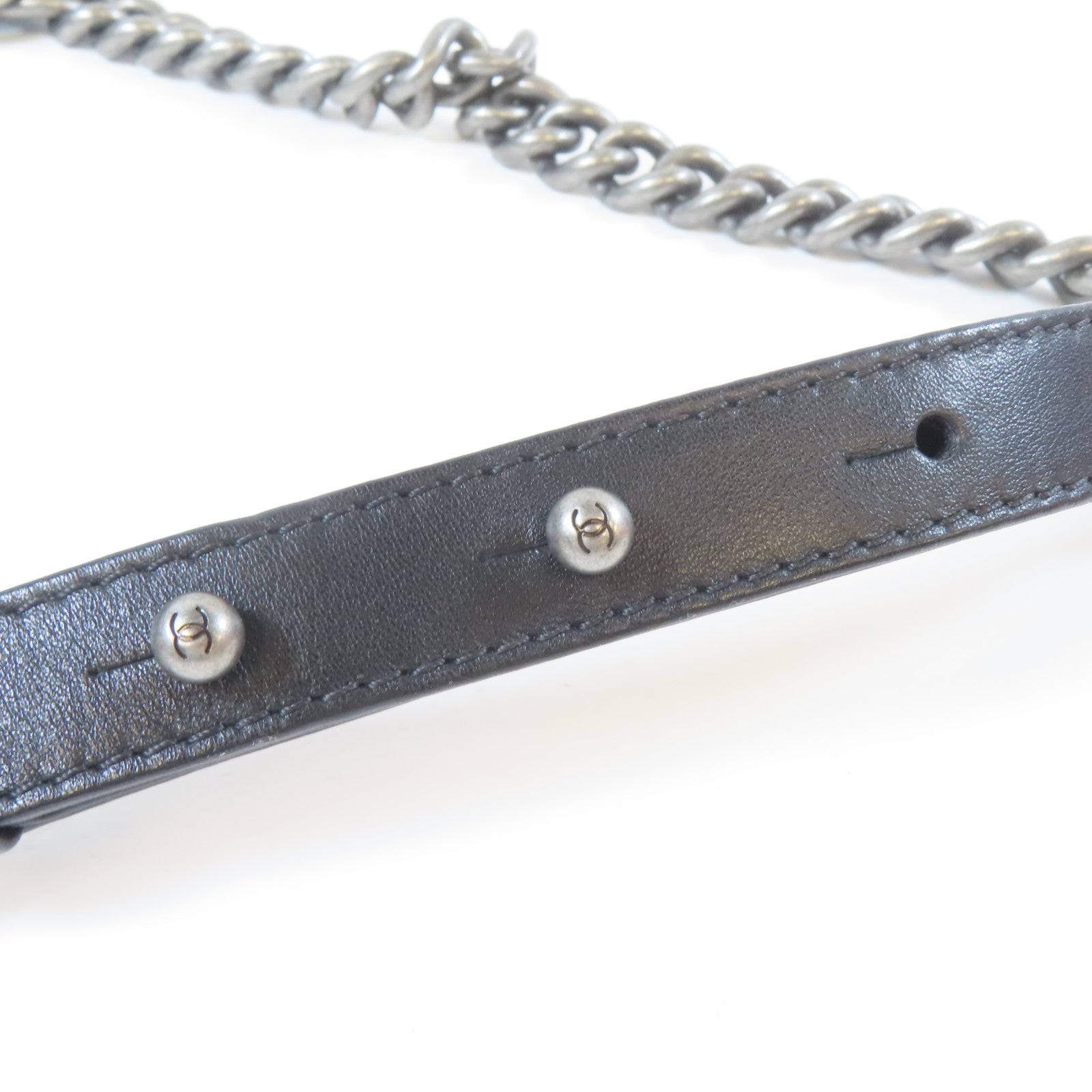 CHANEL 【激減優惠】菱格牛皮皮革2 Way Chain Shoulder Bag銀扣鏈帶手挽肩背兩用袋黑色