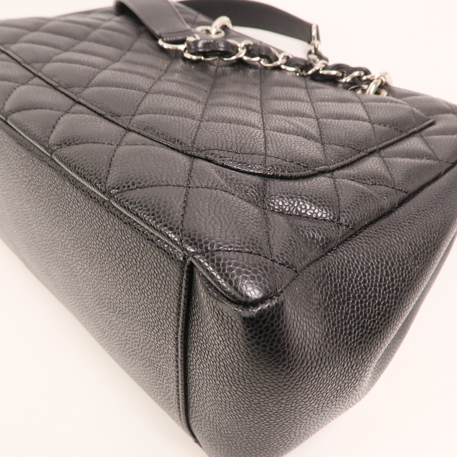 CHANEL 牛皮皮革GST Grand Shopping Tote Bag金扣鏈帶肩背袋