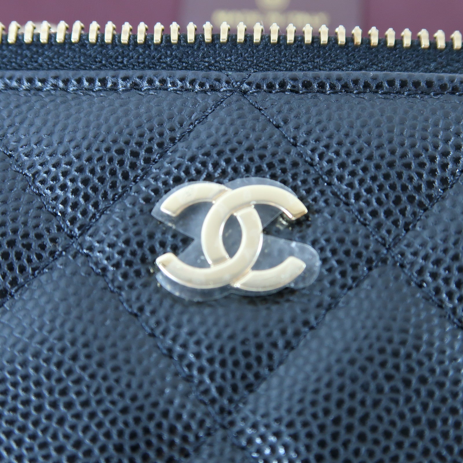 CHANEL 菱格Caviar皮革Vanity Case金扣鏈帶肩背袋黑色