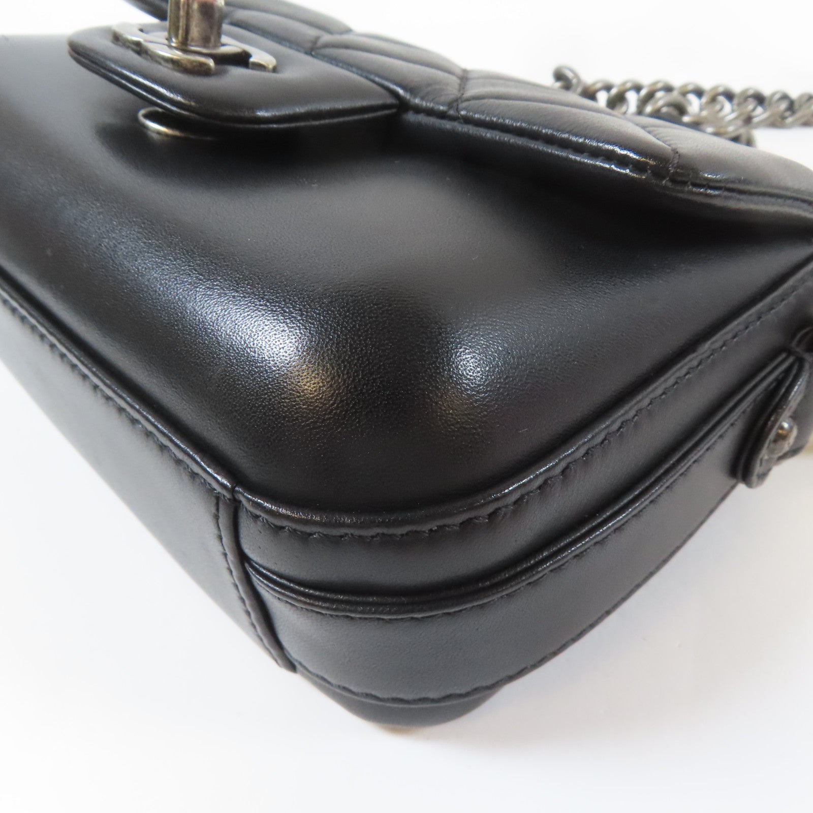 CHANEL 【激減優惠】菱格牛皮皮革2 Way Chain Shoulder Bag銀扣鏈帶手挽肩背兩用袋黑色