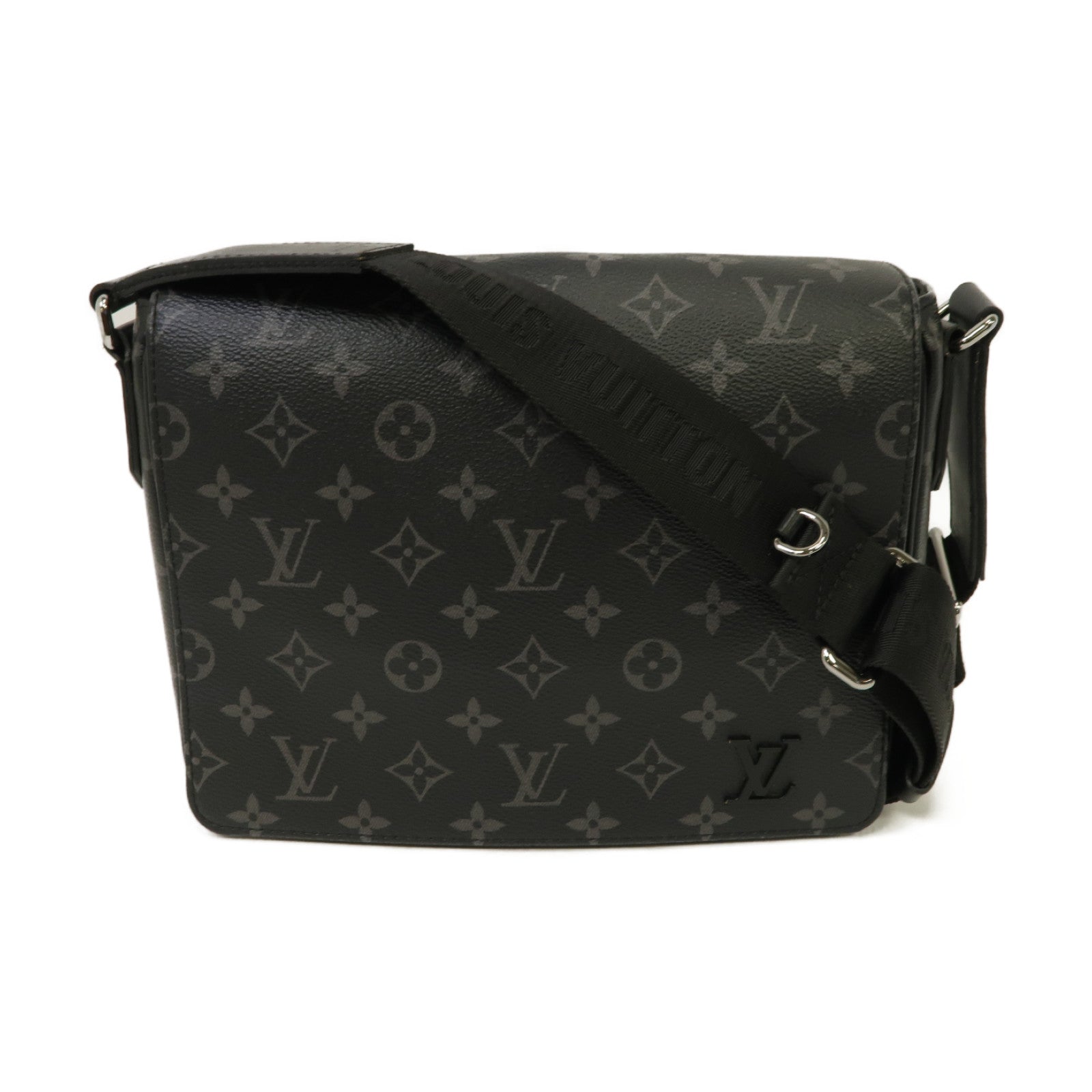LOUIS VUITTON Monogram Eclipse District PM銀扣肩背袋黑色