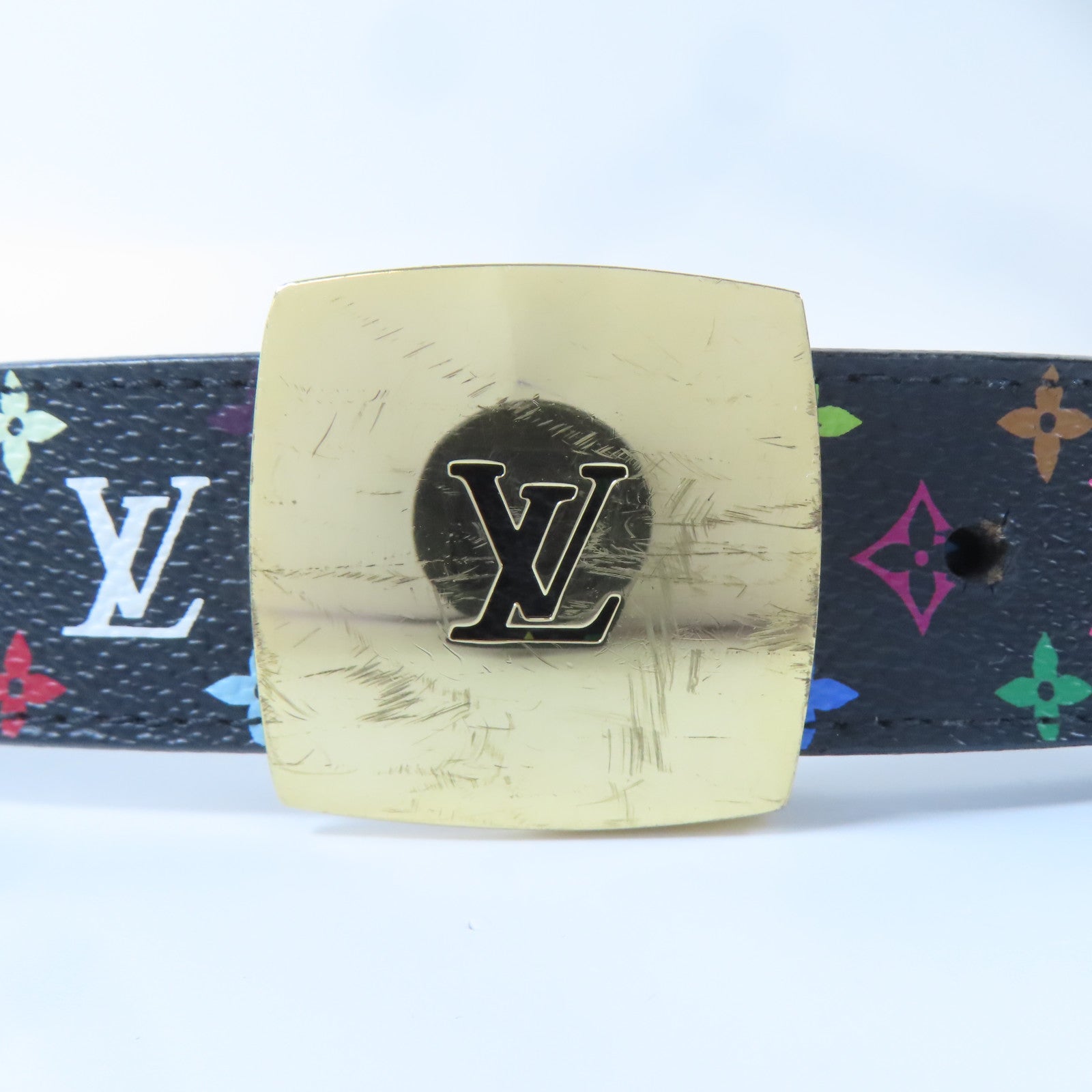 LOUIS VUITTON Monogram Ceinture Belt金扣皮帶黑色/彩色