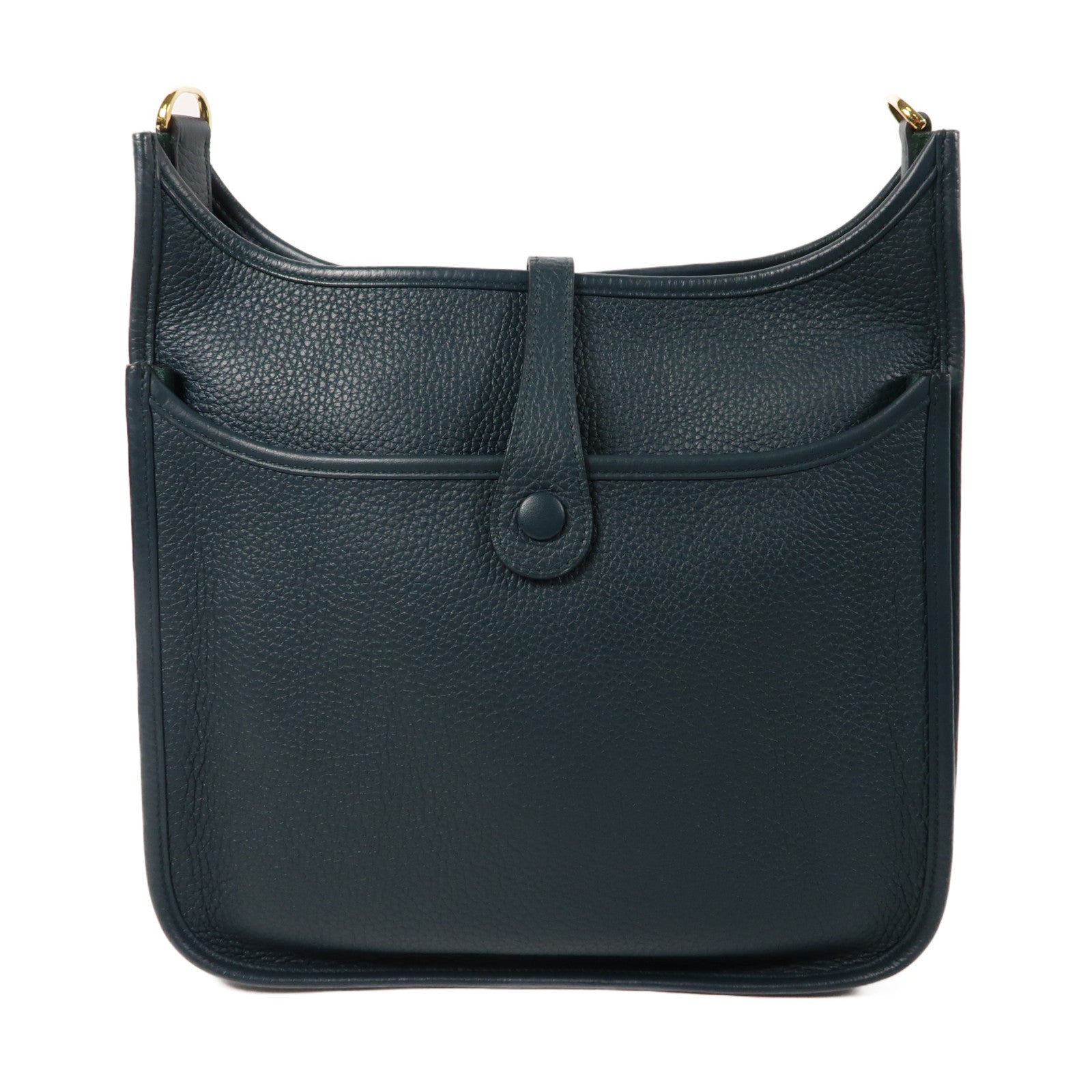 HERMES Clemence皮革Evelyne PM金扣肩背袋松柏綠色