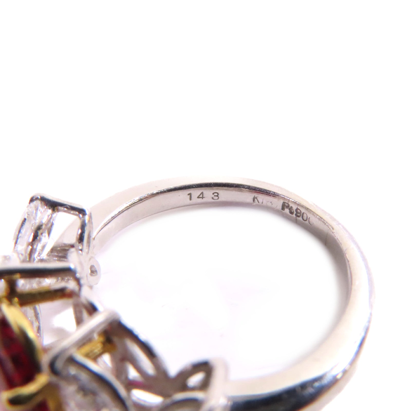 JEWELRY 18K黃金/PT900鉑金/1.43ct紅寶石/0.87ct鑚石Ruby Diamond Ring戒指US#4