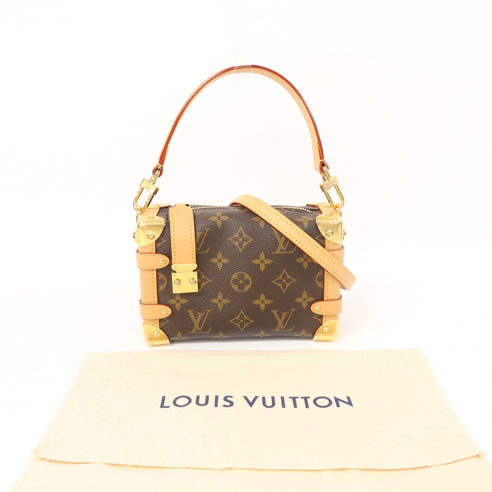 LOUIS VUITTON Monogram Side Trunk PM金扣手挽肩背兩用袋啡色