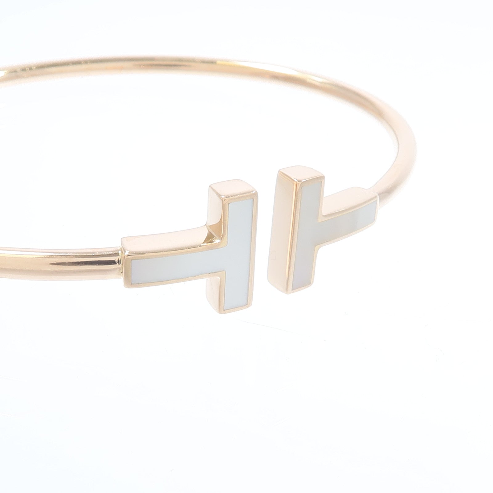 TIFFANY＆CO 18K黃金T-Wire珍珠母貝手鐲