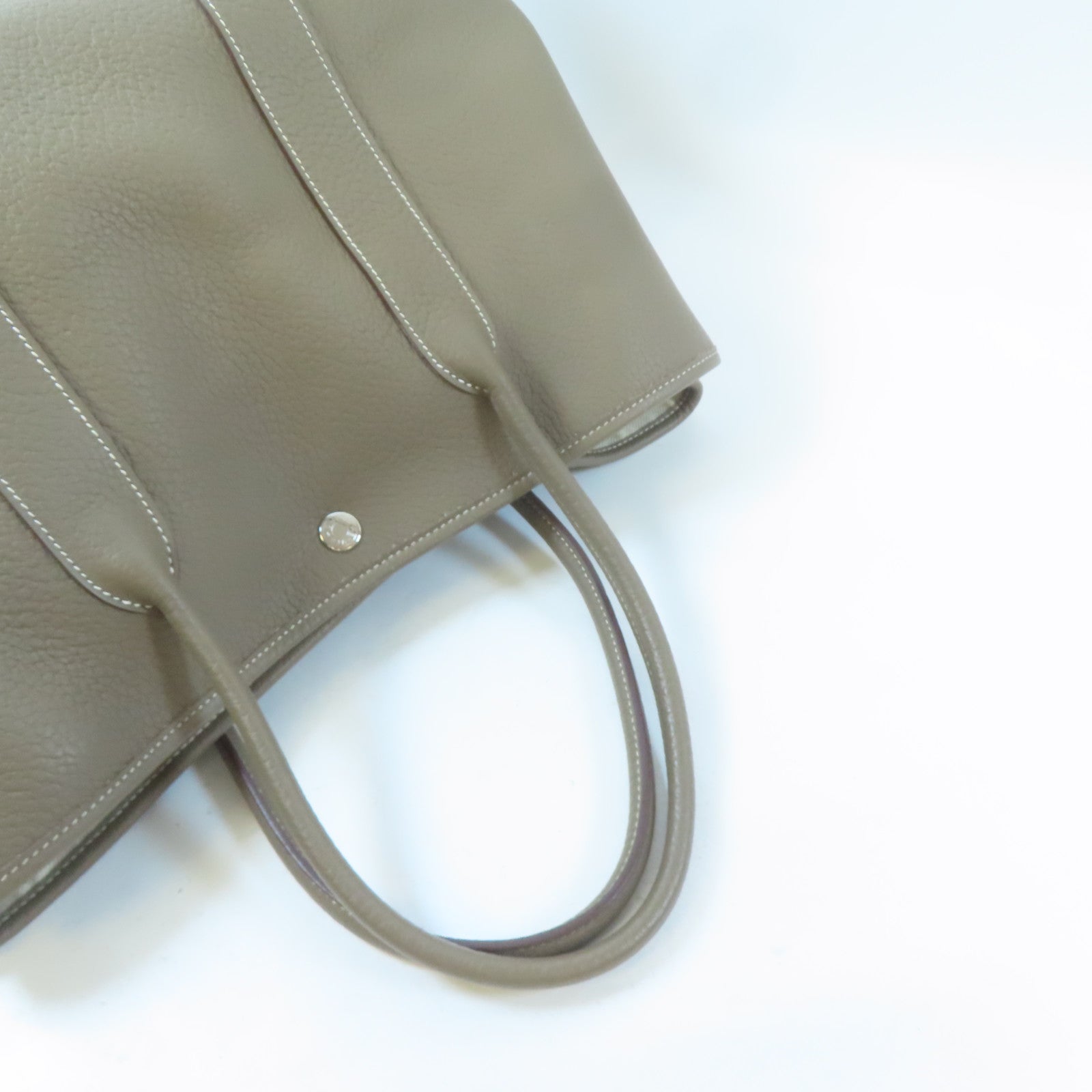 HERMES Country皮革Garden Party PM銀扣手挽袋Etoupe/大象灰色