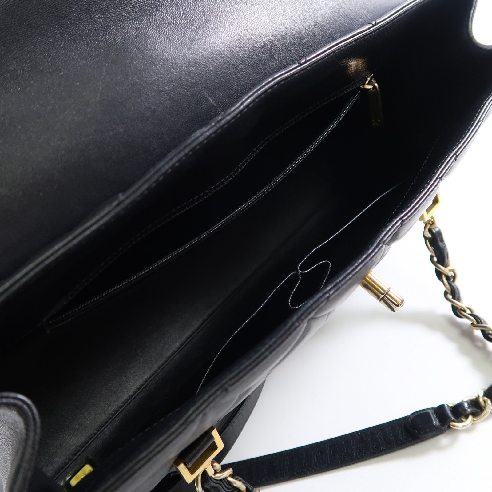 CHANEL 【激減優惠】菱格羊皮皮革Shoulder Bag金扣鏈帶肩背袋黑色