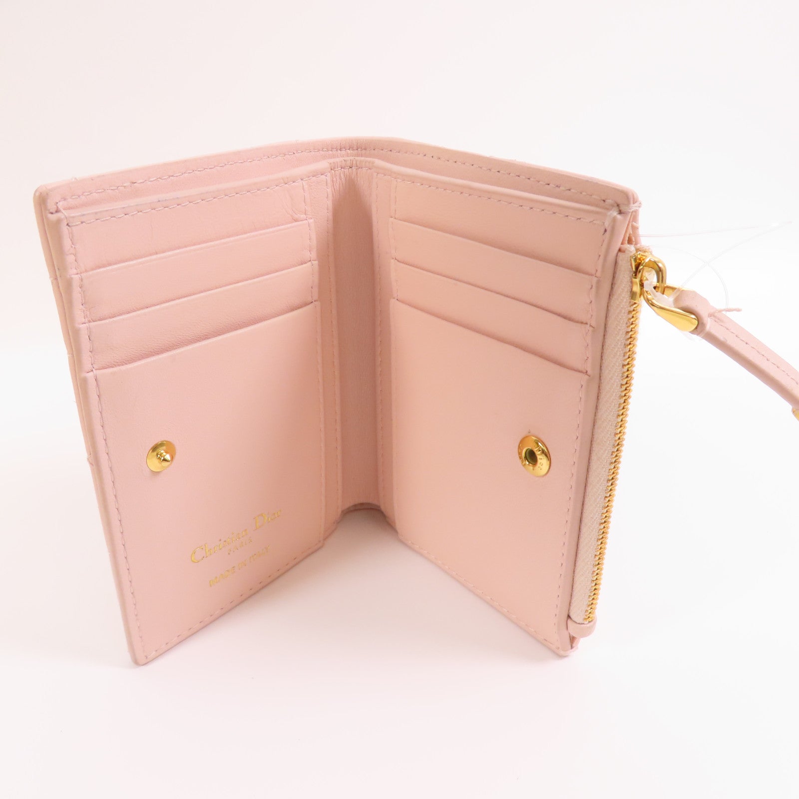 Dior 羊皮皮革Caro Dahlia Wallet金扣短錢包
