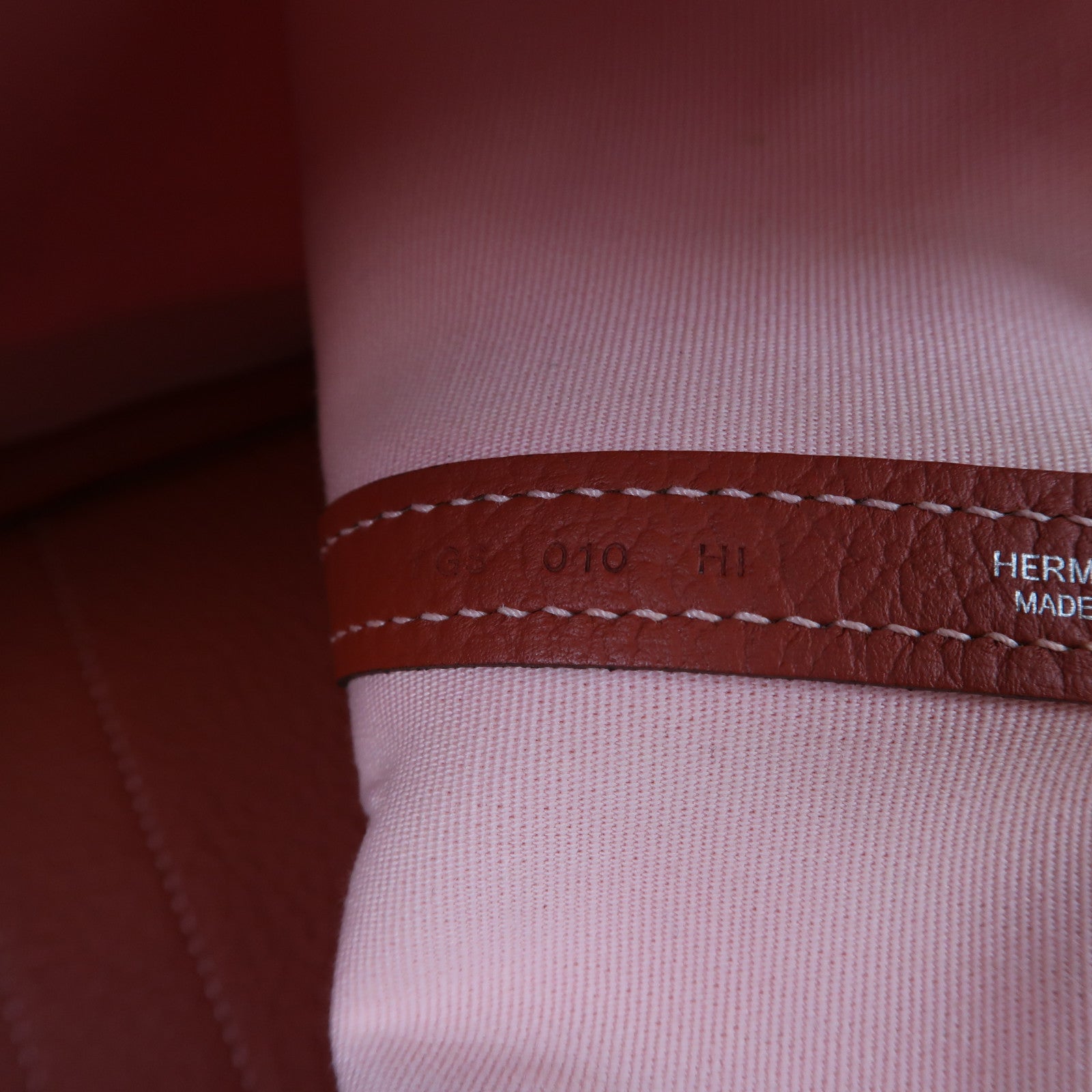 HERMES 【激減優惠】帆布Garden Party TPM銀扣手挽袋粉紅色/紅色