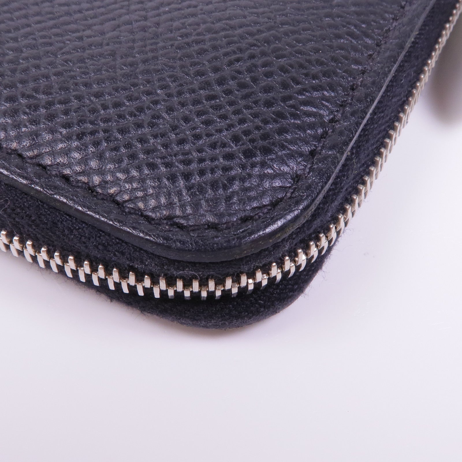 HERMES Epsom皮革Silk'In Compact Wallet銀扣錢包Noir