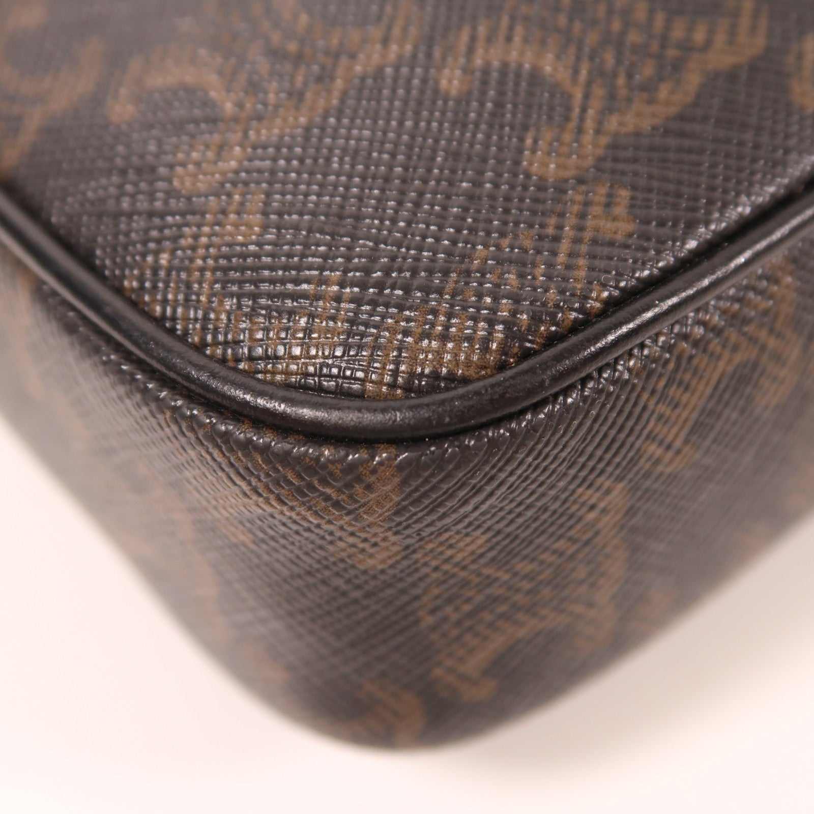 CELINE 塗層帆布Messenger Bag金扣肩背袋深棕色