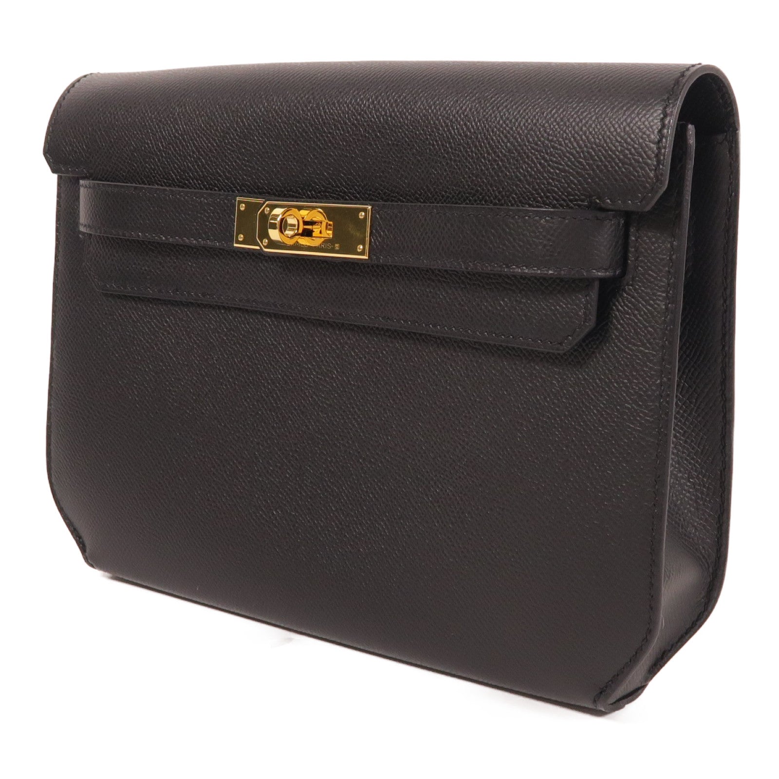 HERMES Epsom皮革Kelly Depeches 25金扣手拿包