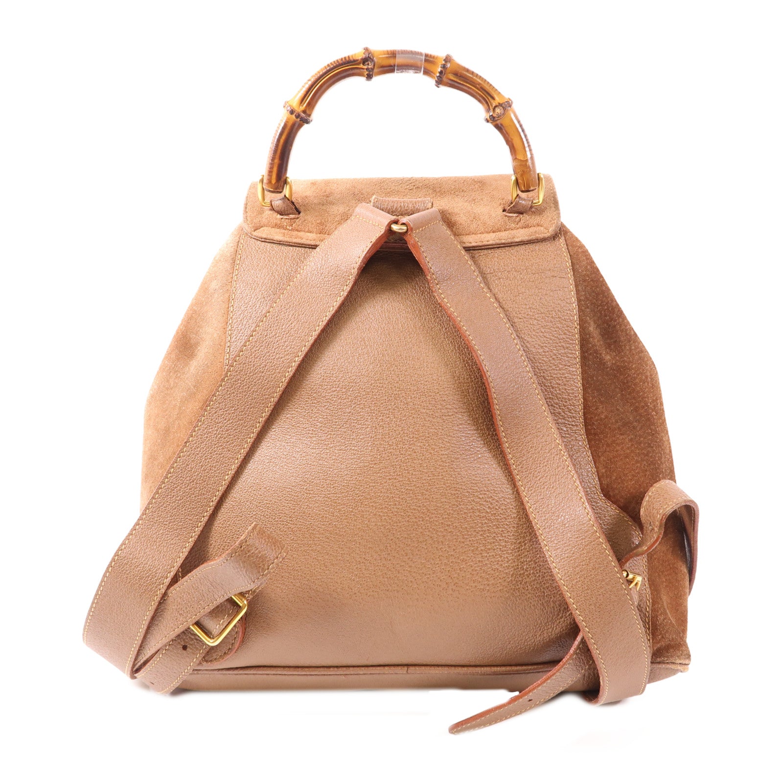 GUCCI 麂皮皮革Bamboo Backpack金扣背包