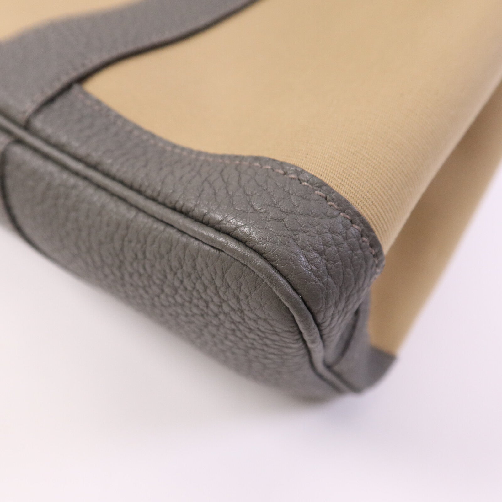 HERMES 帆布Garden Party TPM銀扣手挽袋Beige/Gris Meyer