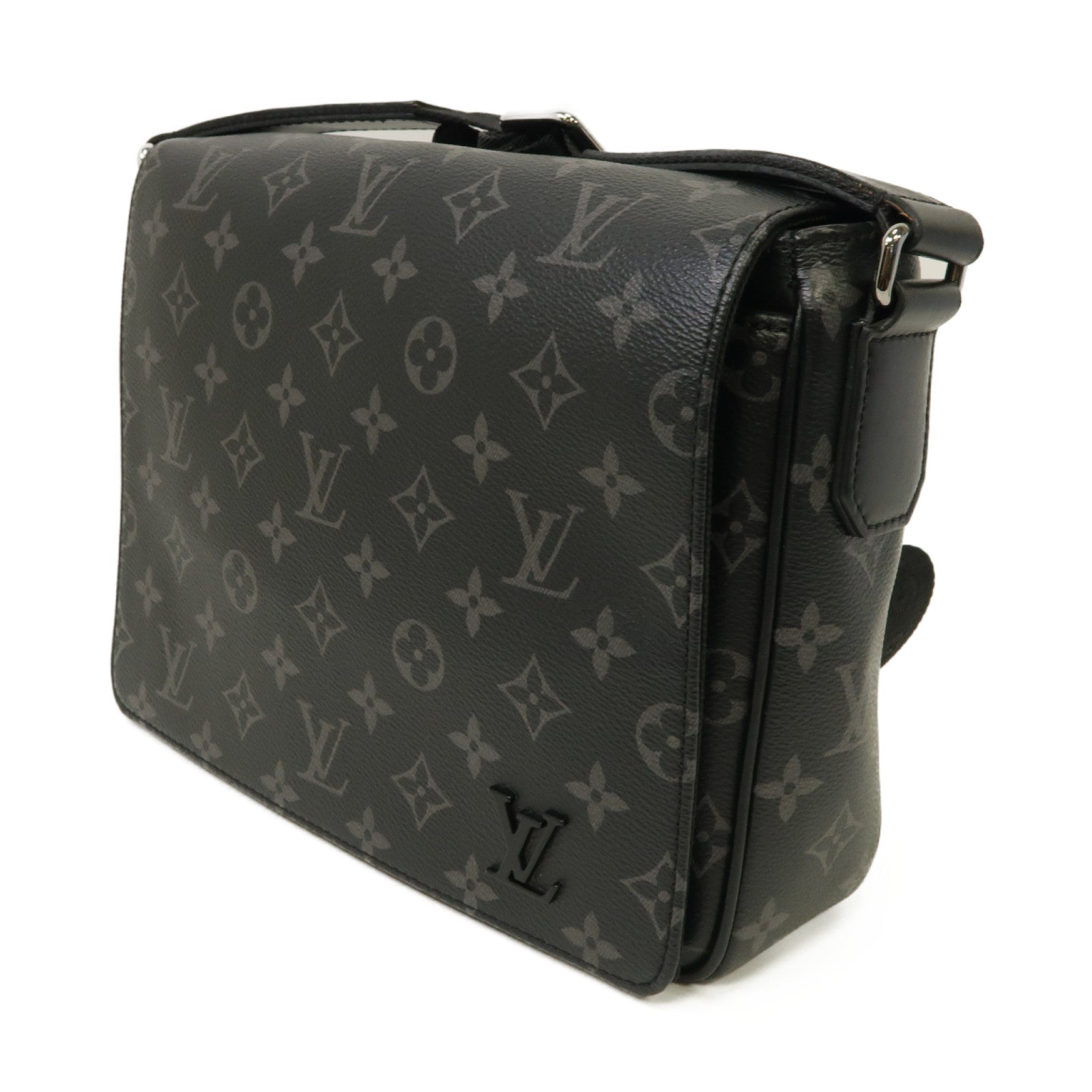 LOUIS VUITTON Monogram Eclipse District PM銀扣肩背袋黑色