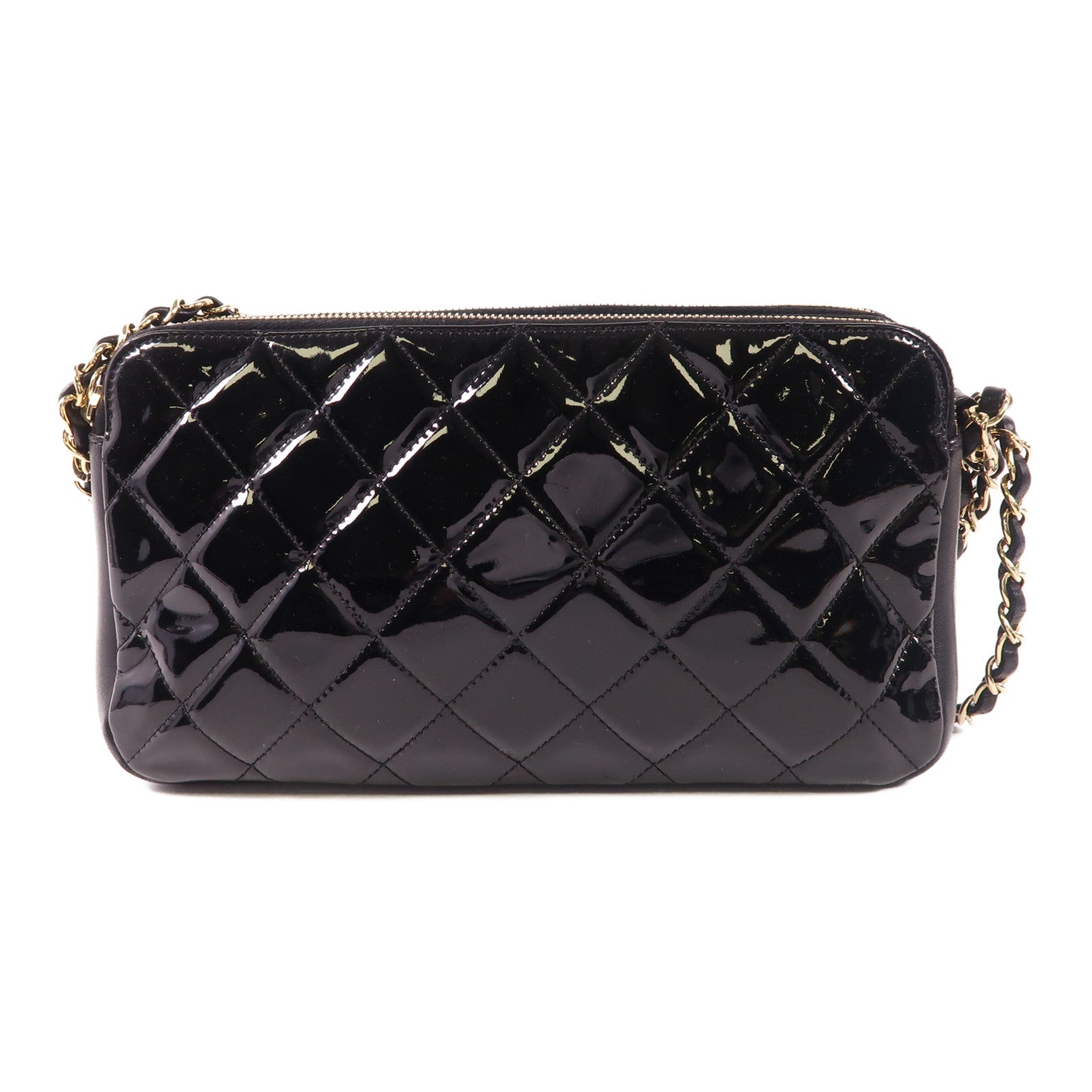 CHANEL 漆皮皮革Chain Shoulder Bag金扣鏈帶肩背袋