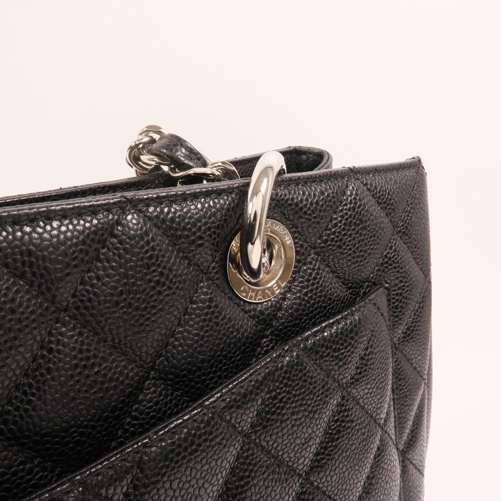 CHANEL 牛皮皮革GST Grand Shopping Tote Bag金扣鏈帶肩背袋