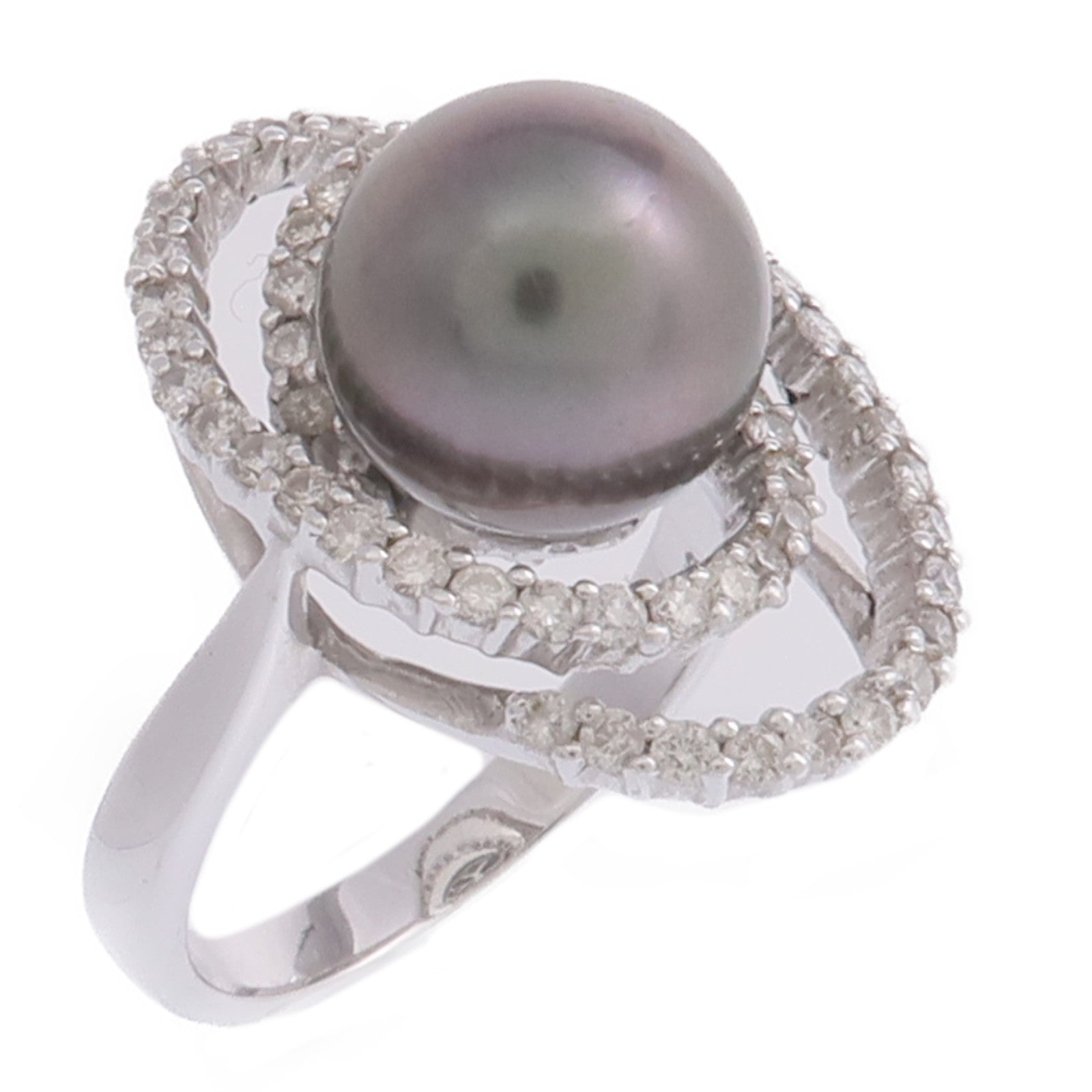 JEWELRY 【激減優惠】18K白金Pearl Diamond Ring珍珠/鑽石戒指US#6.5
