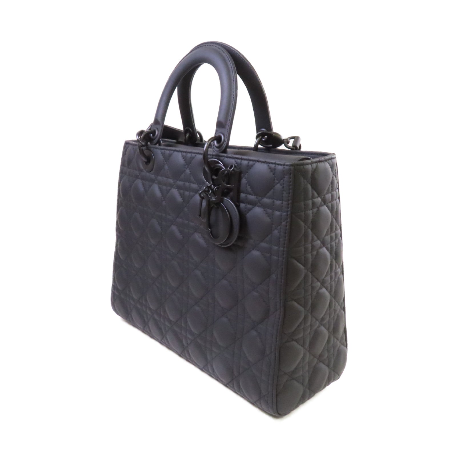 Dior 牛皮皮革Lady Dior 2Way Shoulder Bag手挽肩背兩用袋黑色