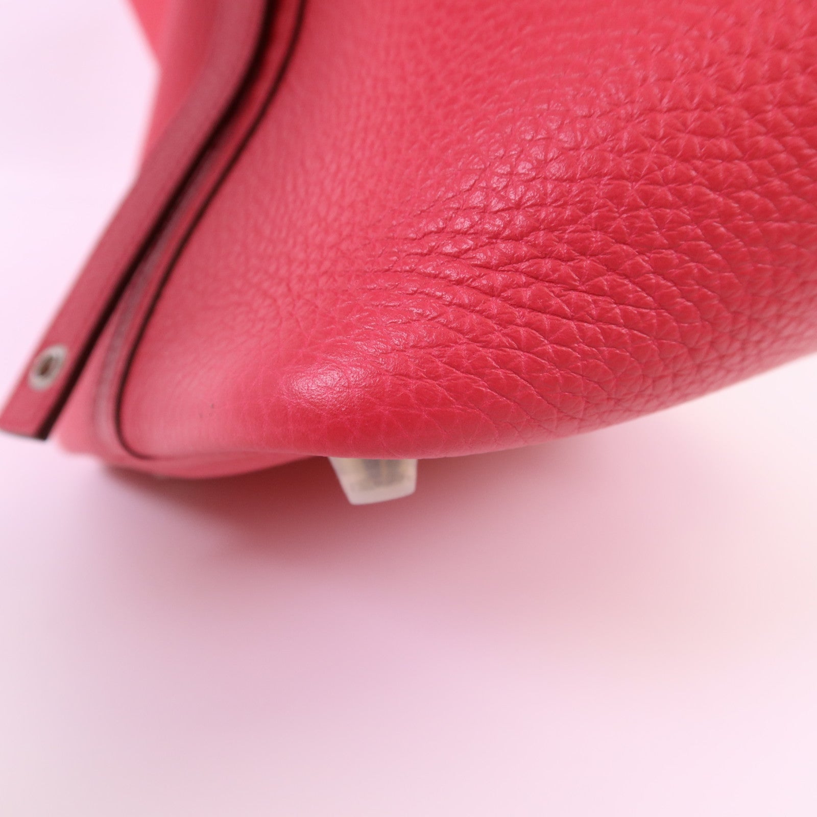 HERMES Clemence皮革Picotin PM銀扣手挽袋Rose Extreme