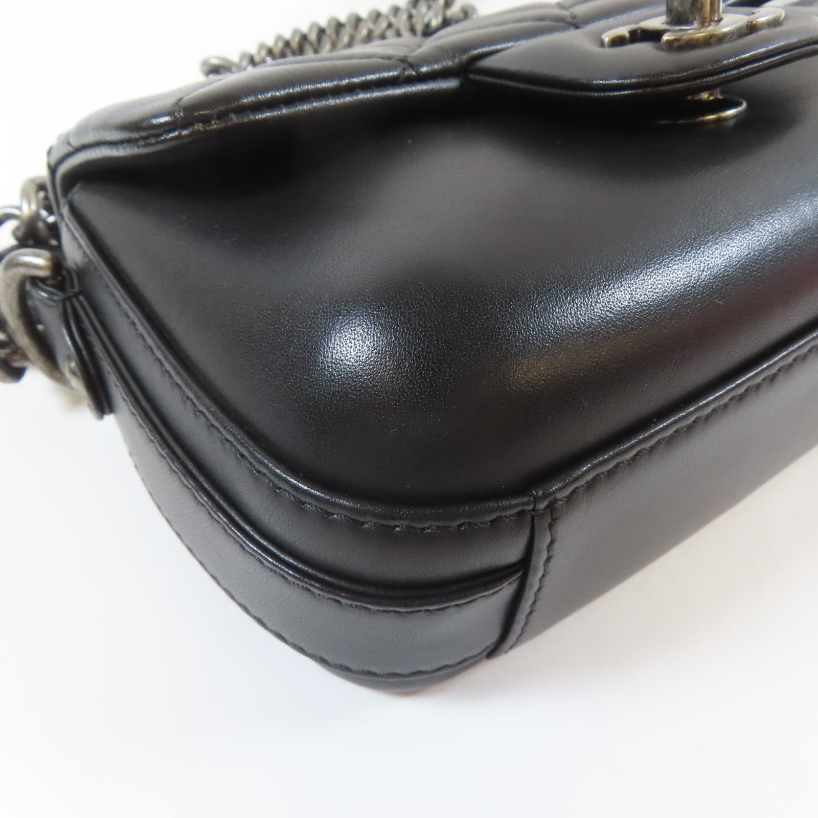 CHANEL 【激減優惠】菱格牛皮皮革2 Way Chain Shoulder Bag銀扣鏈帶手挽肩背兩用袋黑色