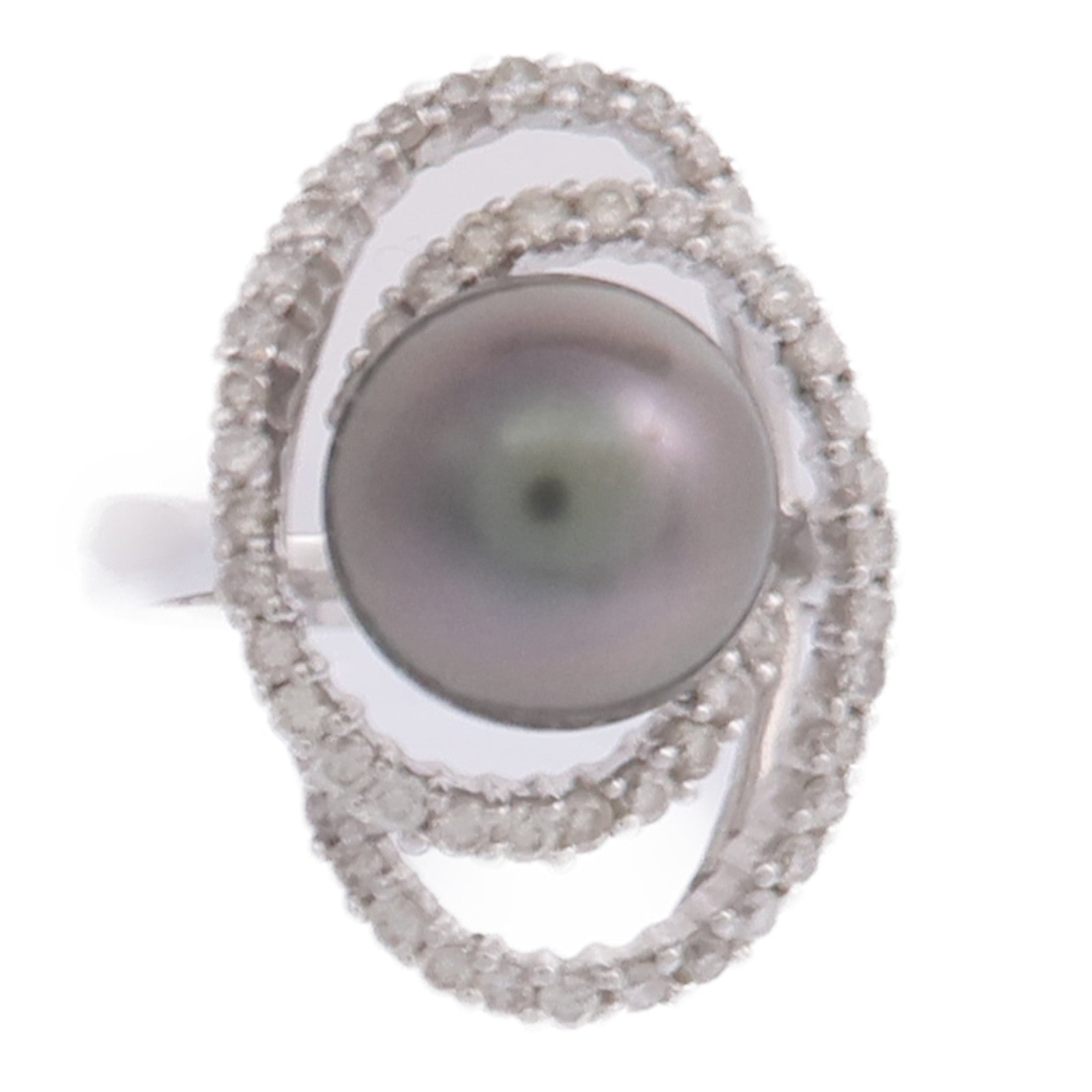 JEWELRY 【激減優惠】18K白金Pearl Diamond Ring珍珠/鑽石戒指US#6.5