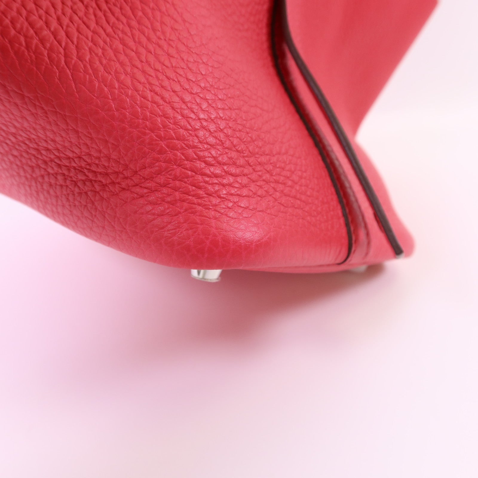 HERMES Clemence皮革Picotin PM銀扣手挽袋Rose Extreme