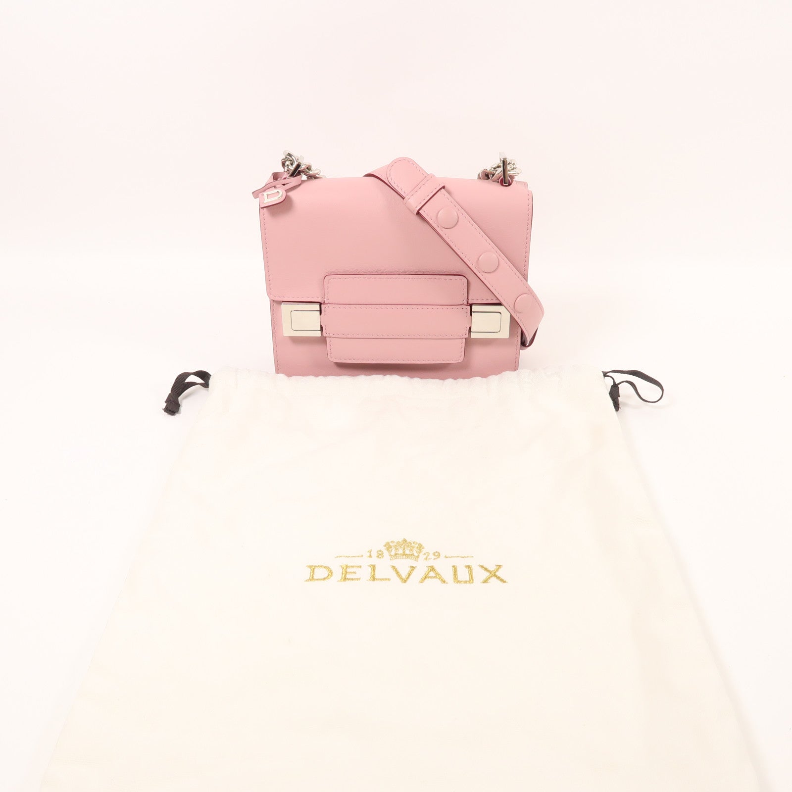 Delvaux SHW Madame Mini Chain Shoulder Bag Calfskin Leather Pink