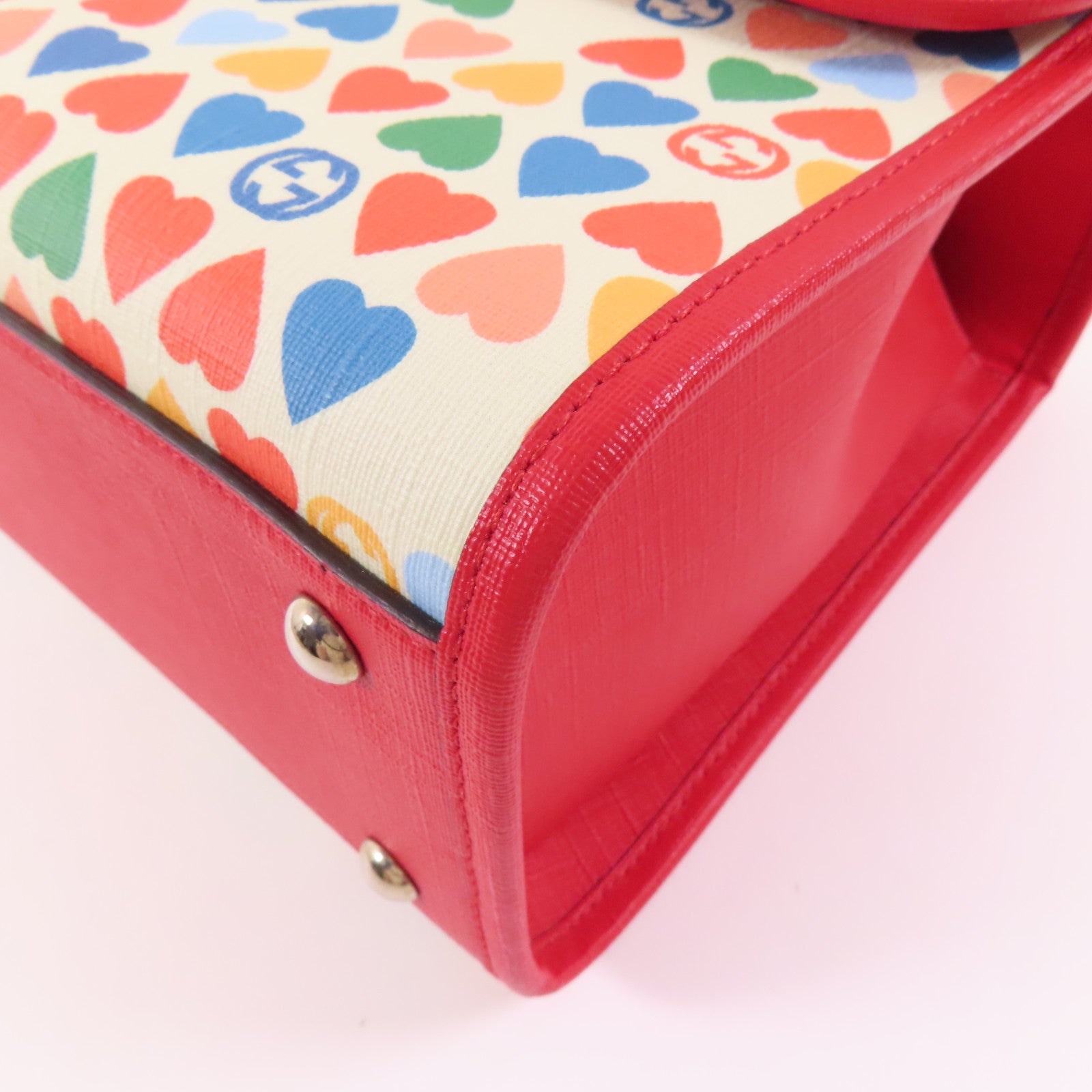 GUCCI 塗層帆布Children Heart Buckle Bag銀扣手挽袋
