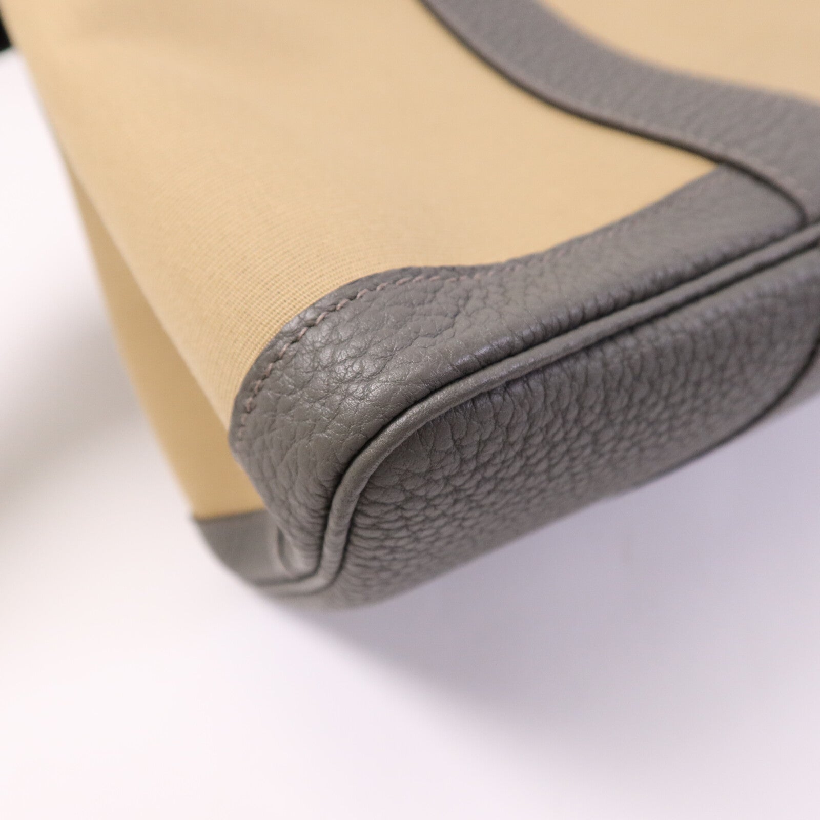 HERMES 帆布Garden Party TPM銀扣手挽袋Beige/Gris Meyer