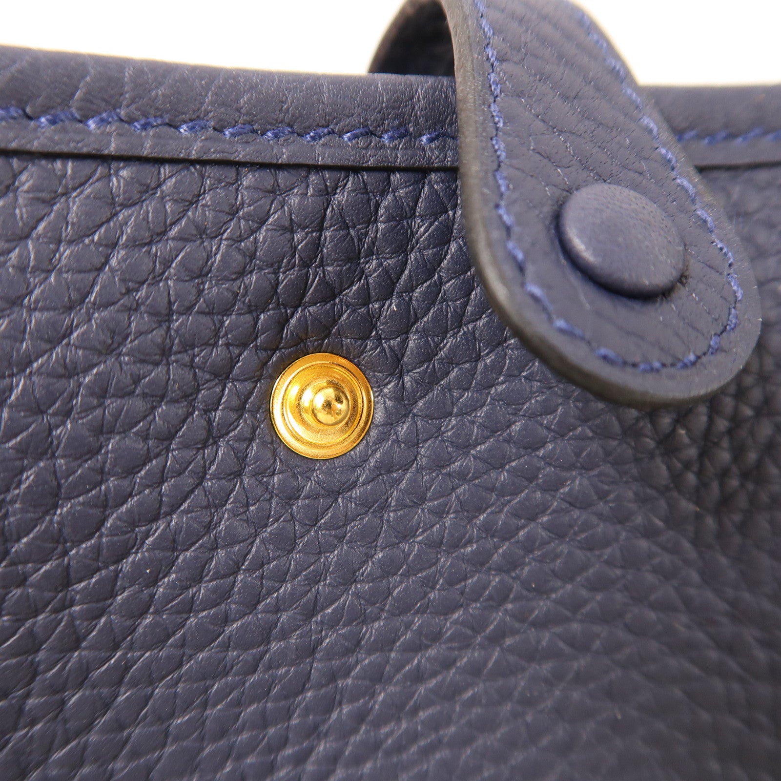 HERMES Clemence皮革Evelyne TPM金扣肩背袋Bleu Indigo深藍色