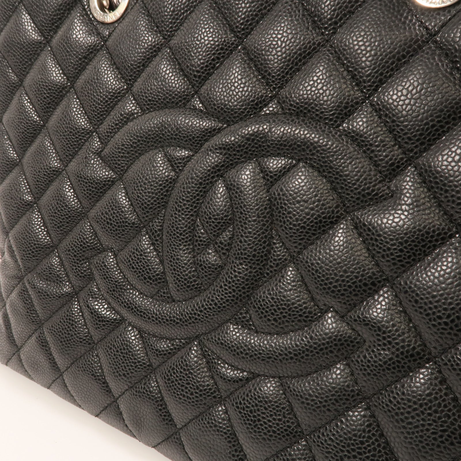 CHANEL 牛皮皮革GST Grand Shopping Tote Bag金扣鏈帶肩背袋